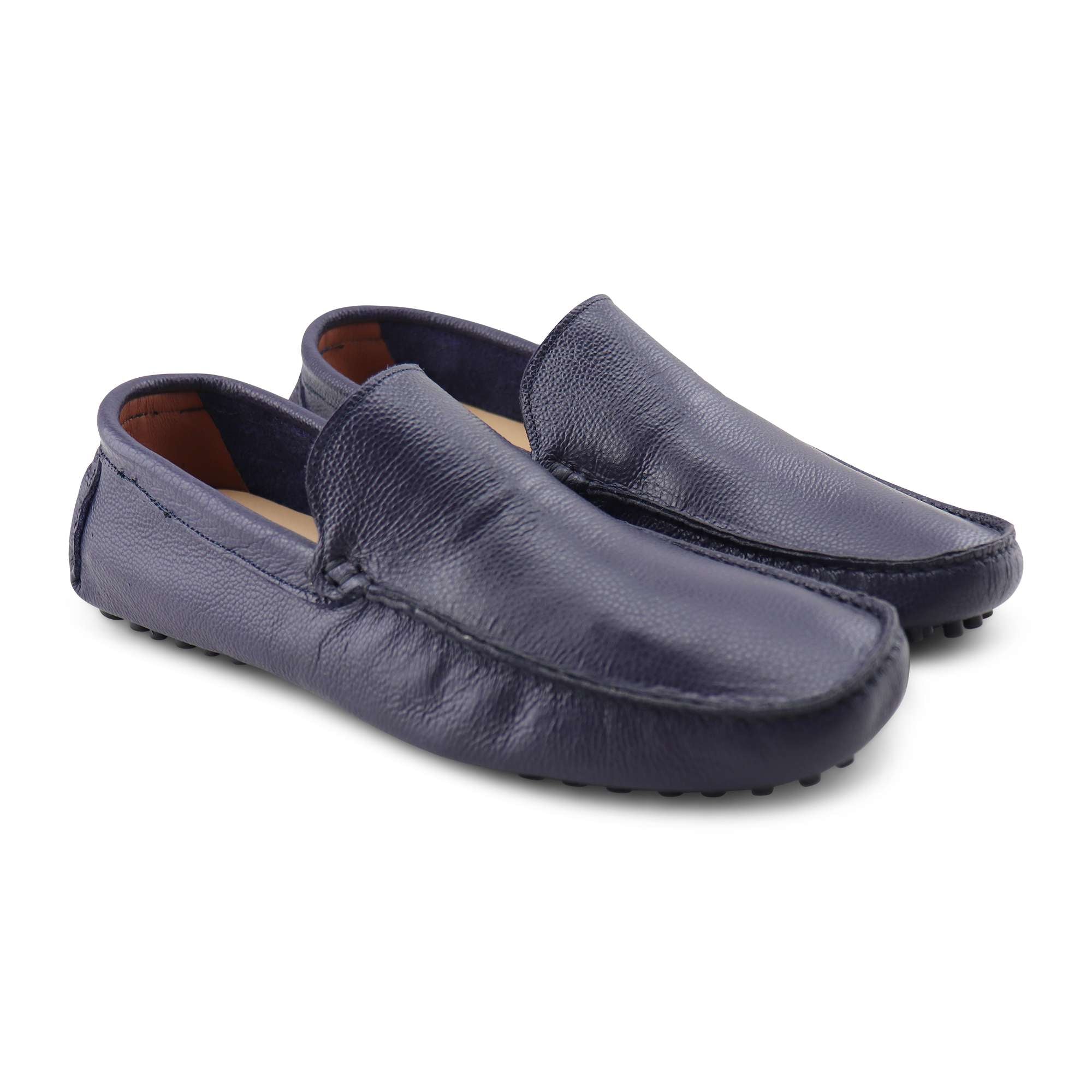 Gommini blu in pelle martellata