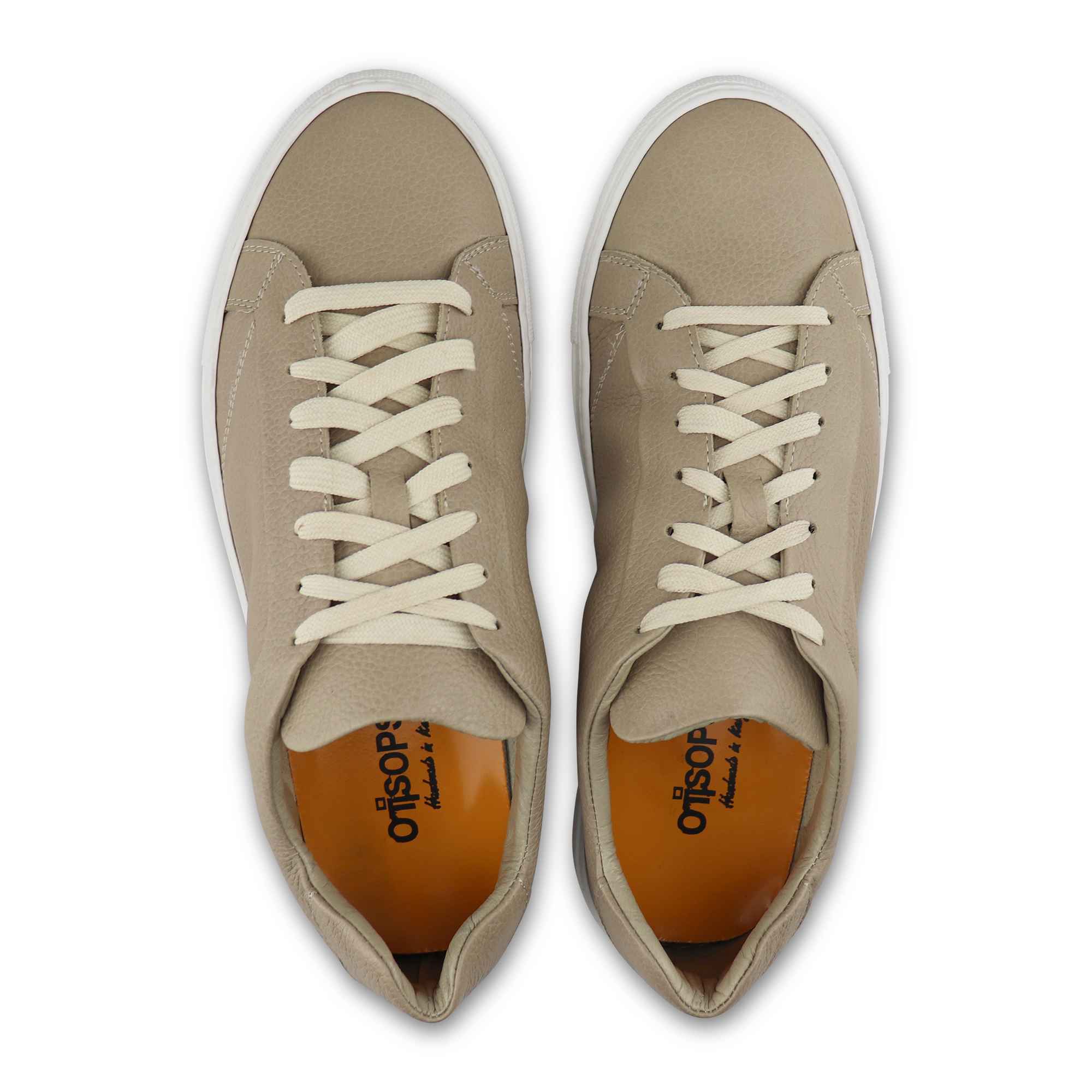 Beige hammered leather sneakers