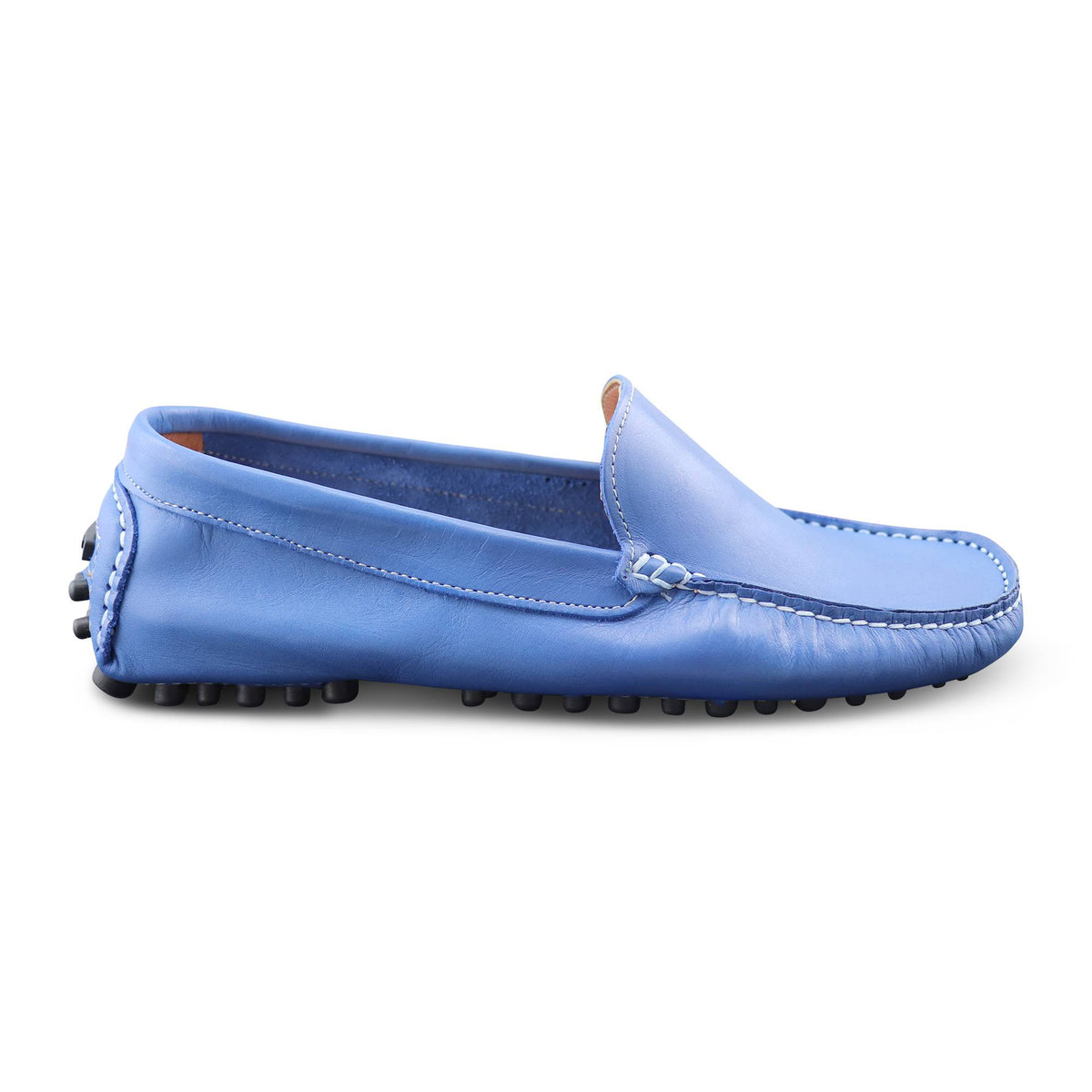 Blue all leather moccasin- made in Italy Blue hammered leather moccasins main image 3