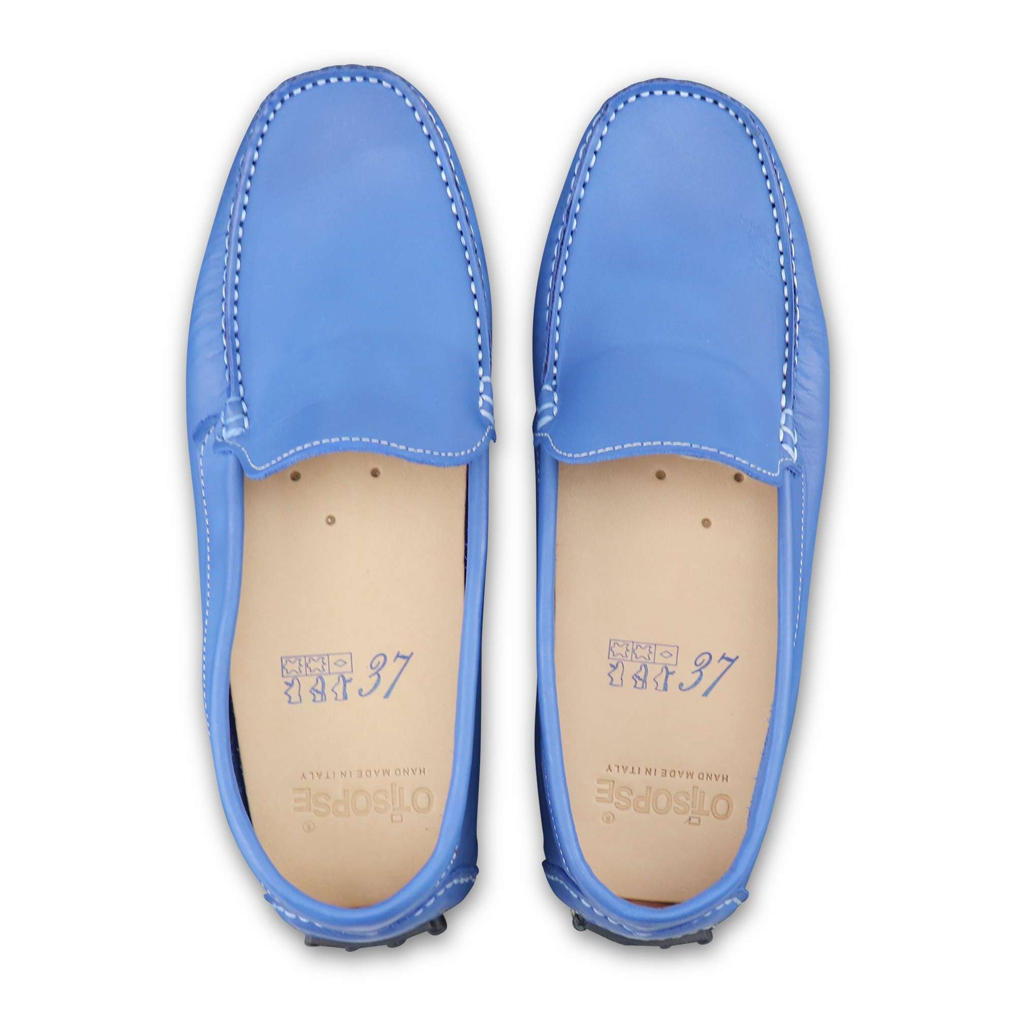 Mocassini bluette in pelle martellata