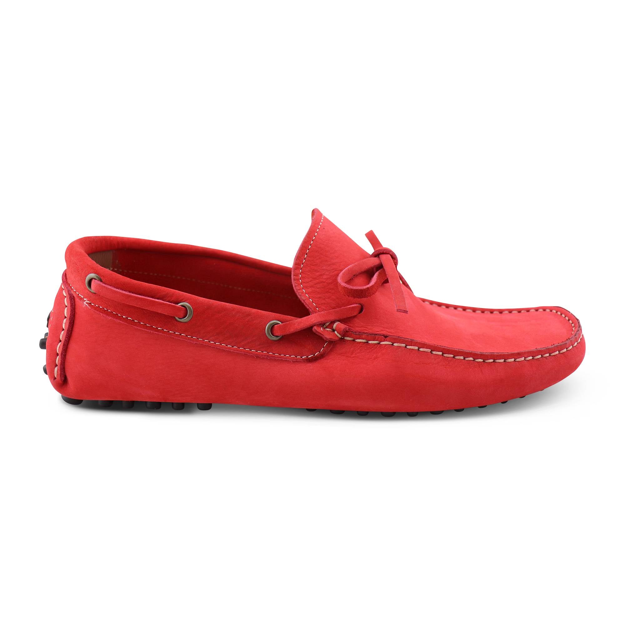 Red nubuck rubber soles