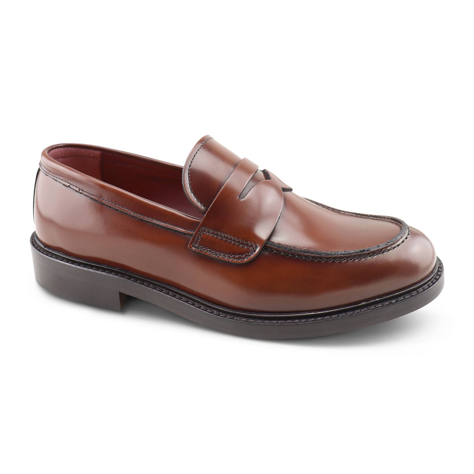 Brushed leather saddle moccasins