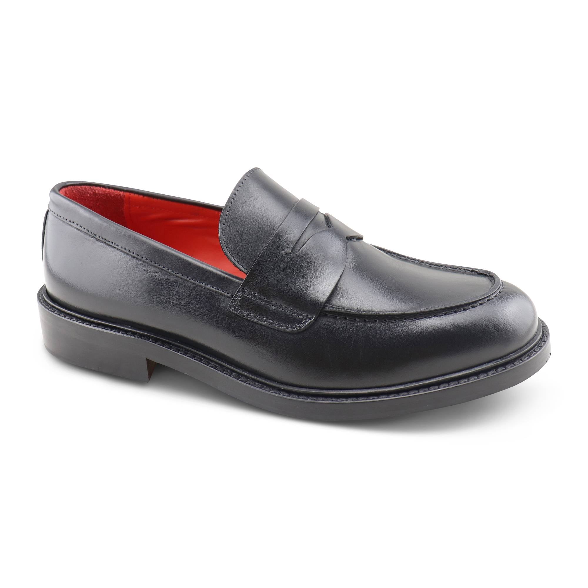 Black leather loafers