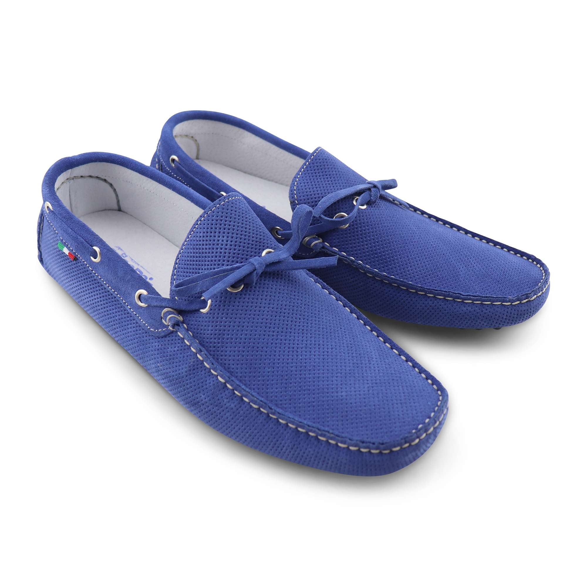 Gommini in camoscio forato blu jeans