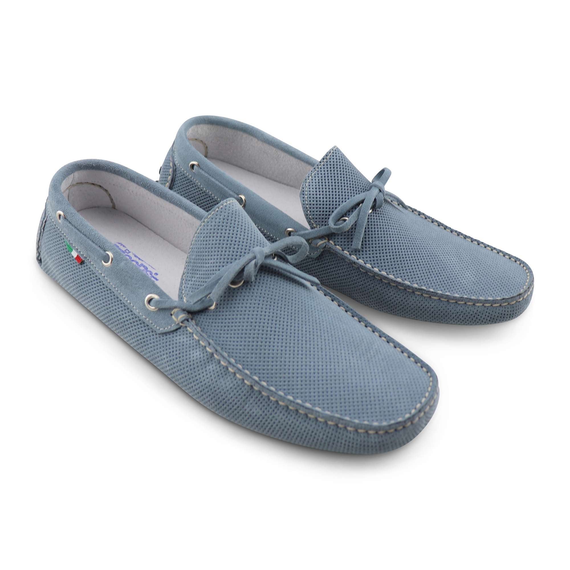 Gommini in camoscio forato denim