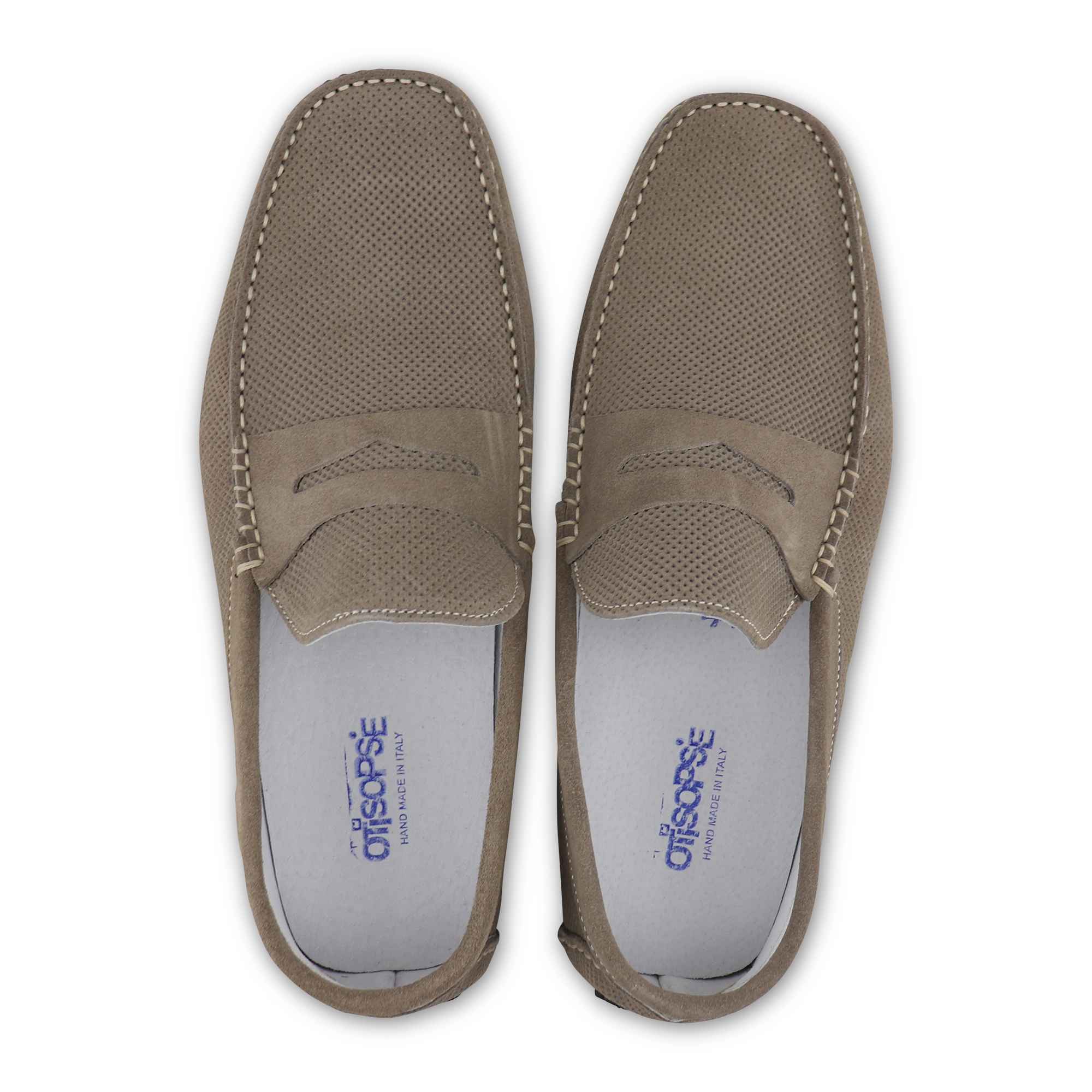 Gommini in camoscio forato tortora