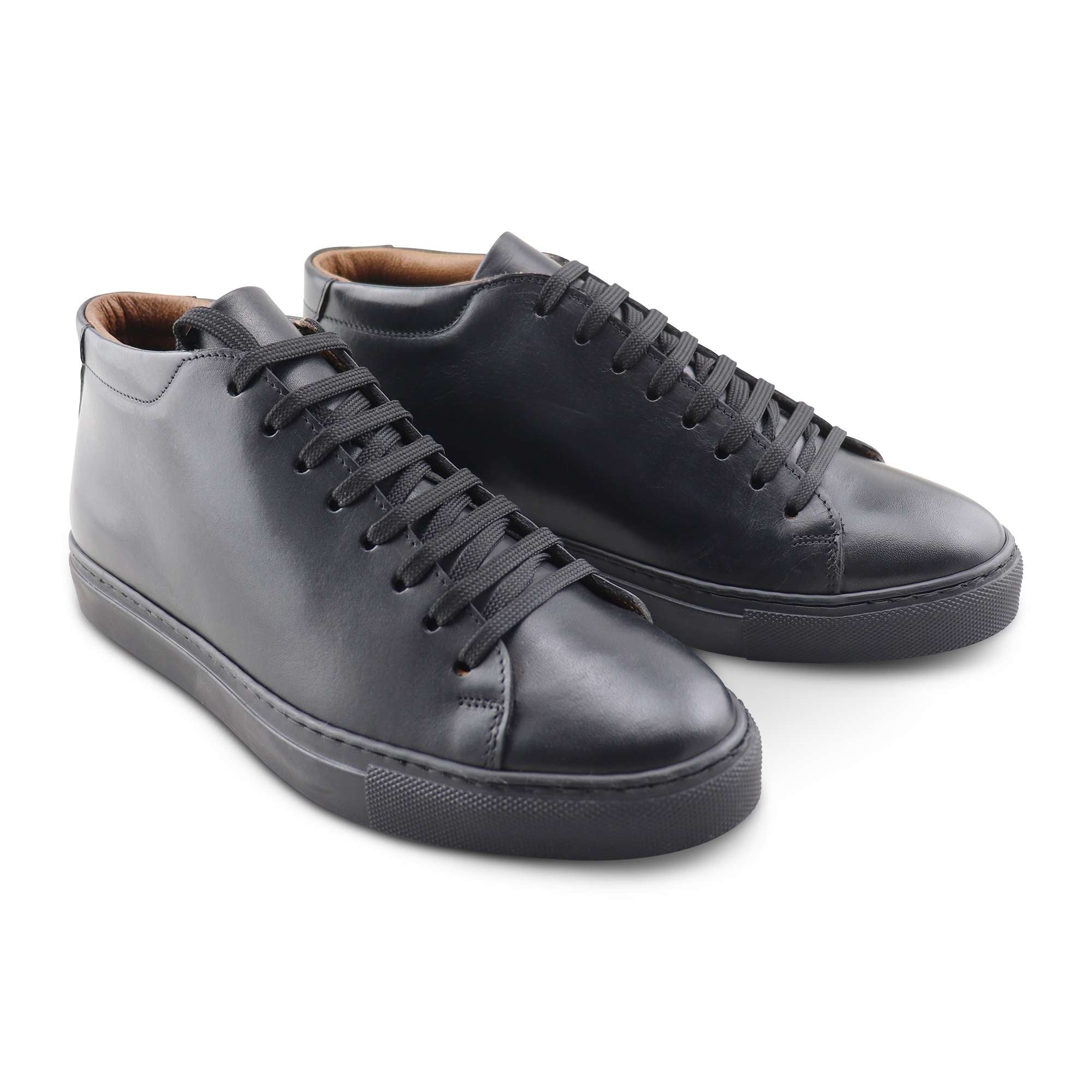 Black leather sneakers