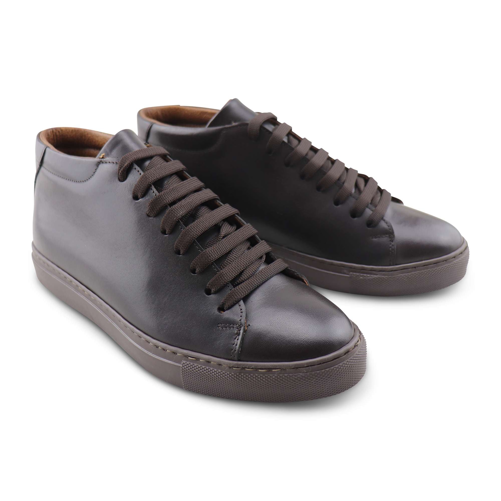 Dark brown leather sneakers