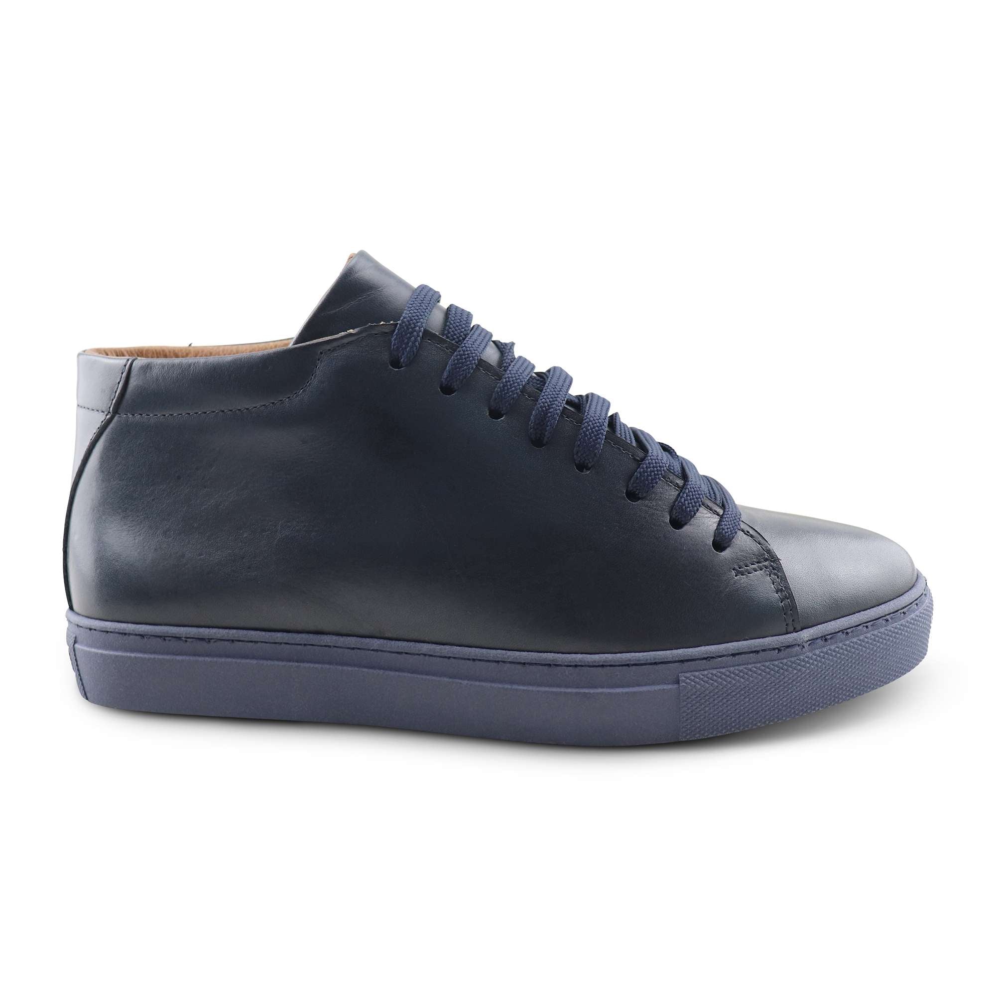 Sneakers alta blu in pelle
