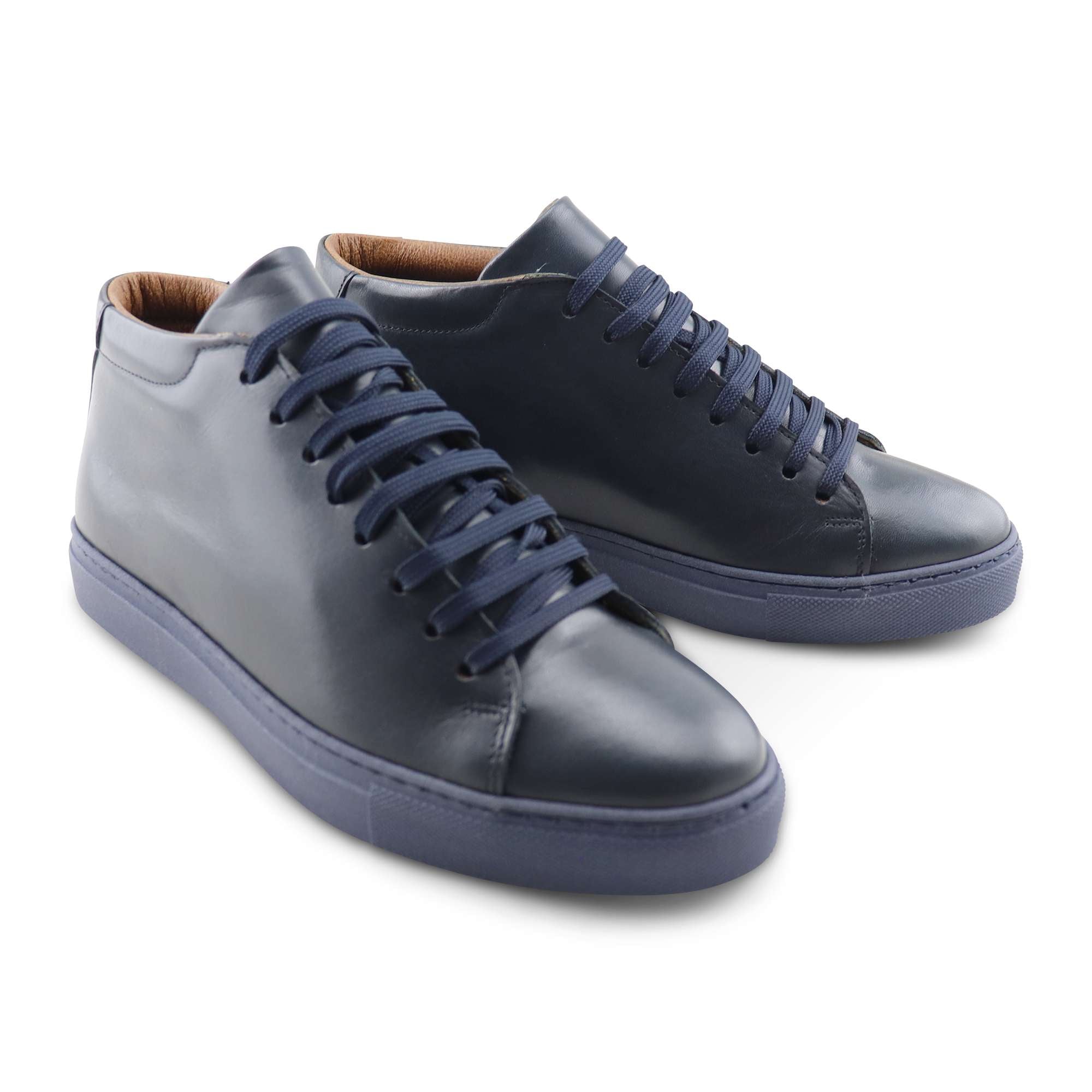 Sneakers alta blu in pelle