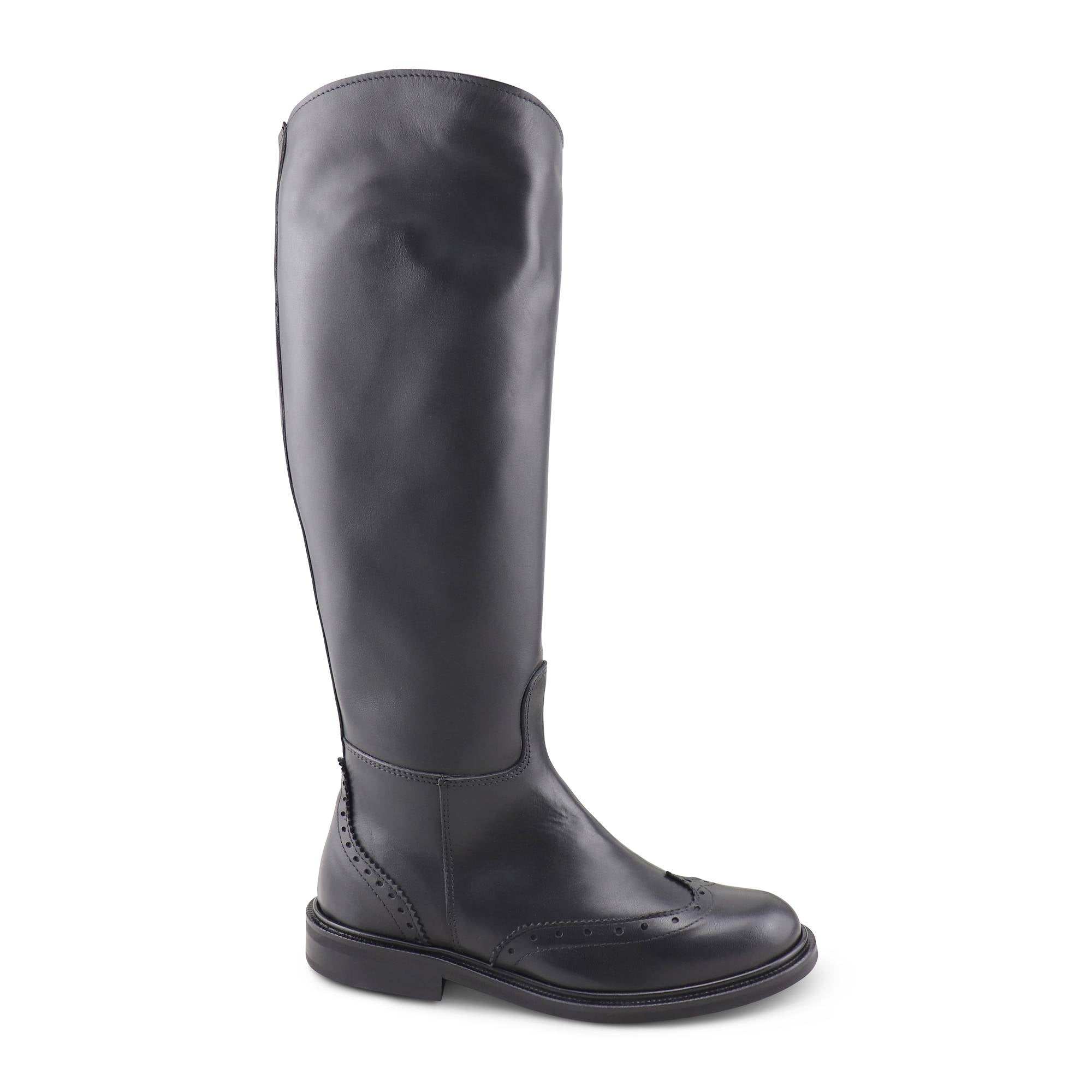 Stivale nero in pelle