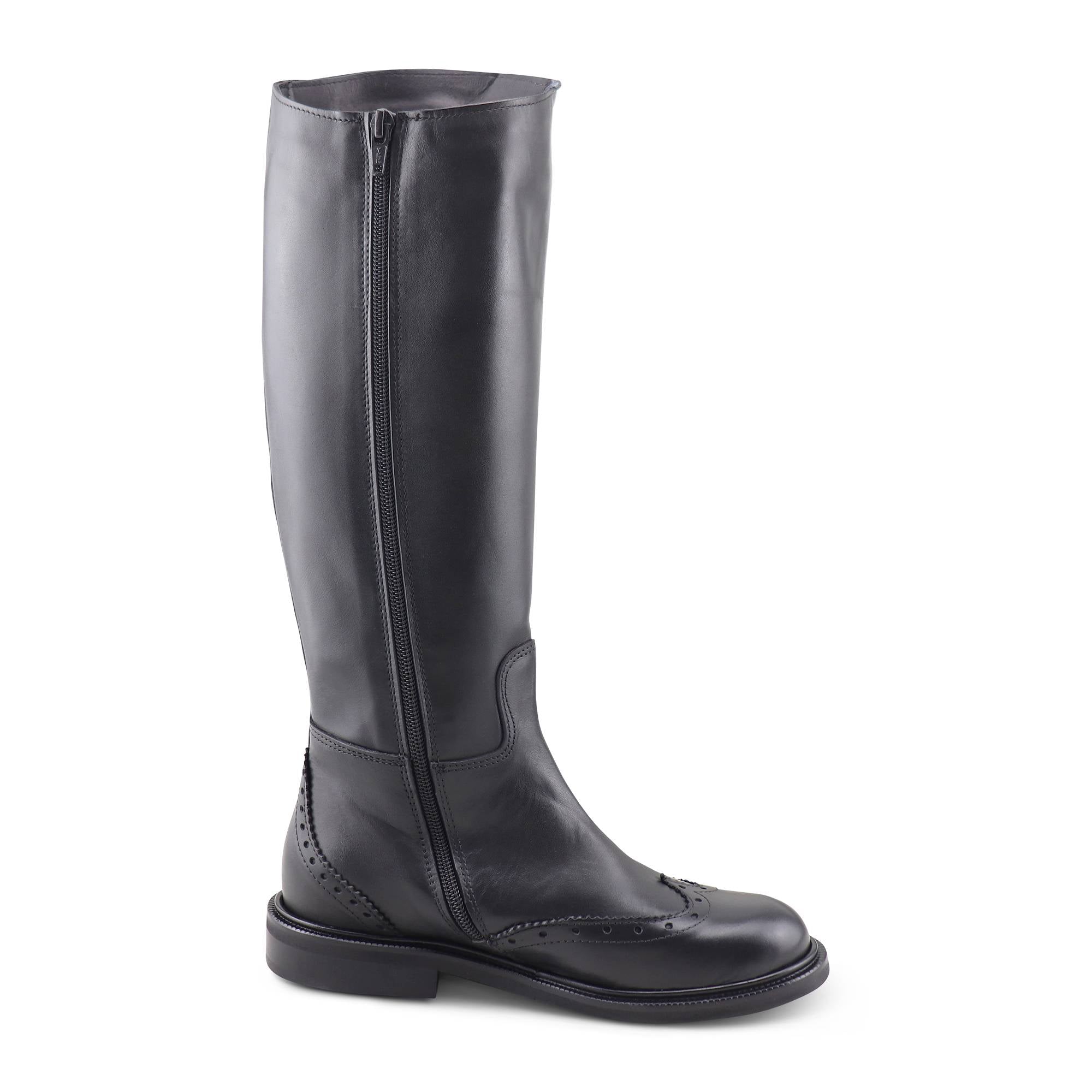 Stivale nero in pelle