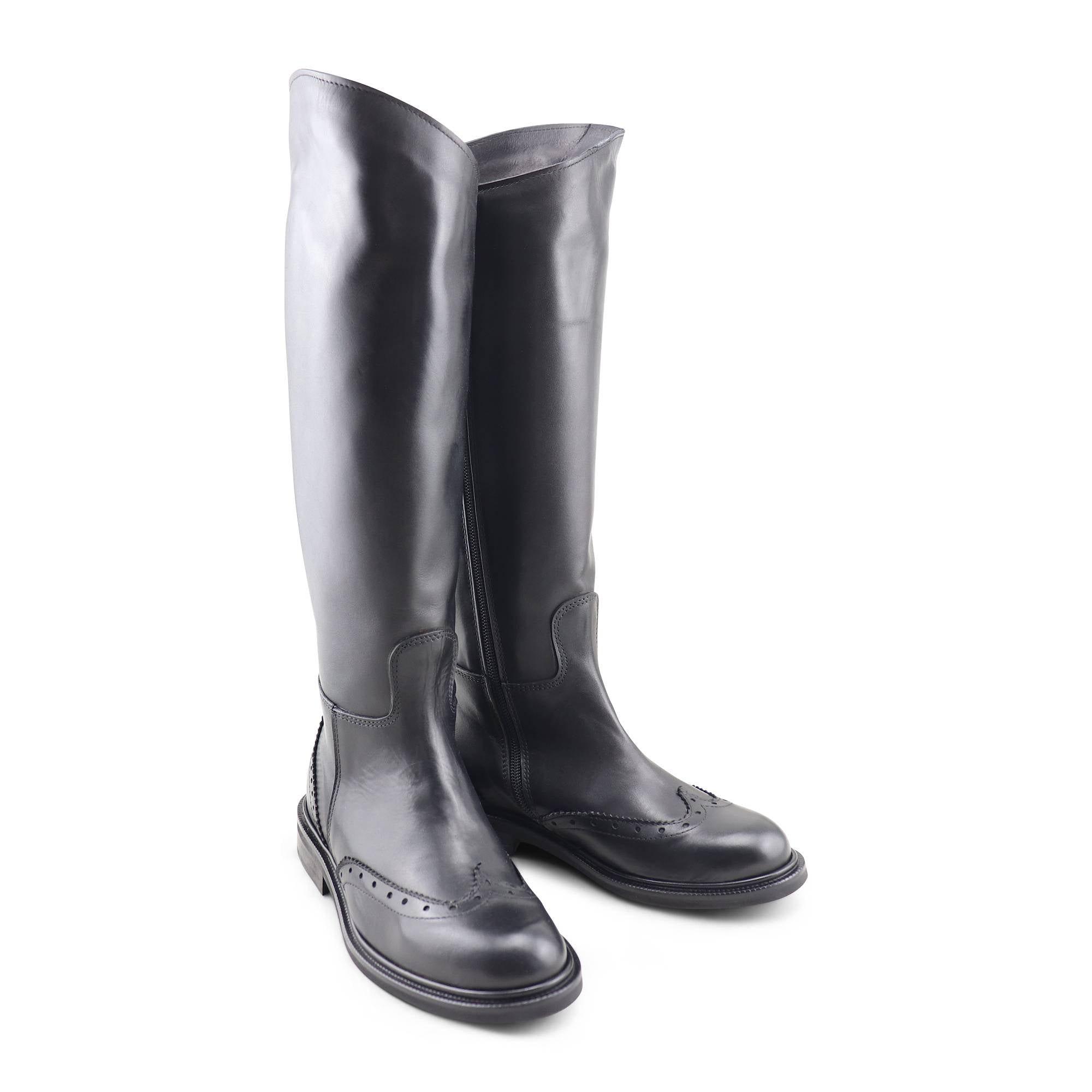 Stivale nero in pelle