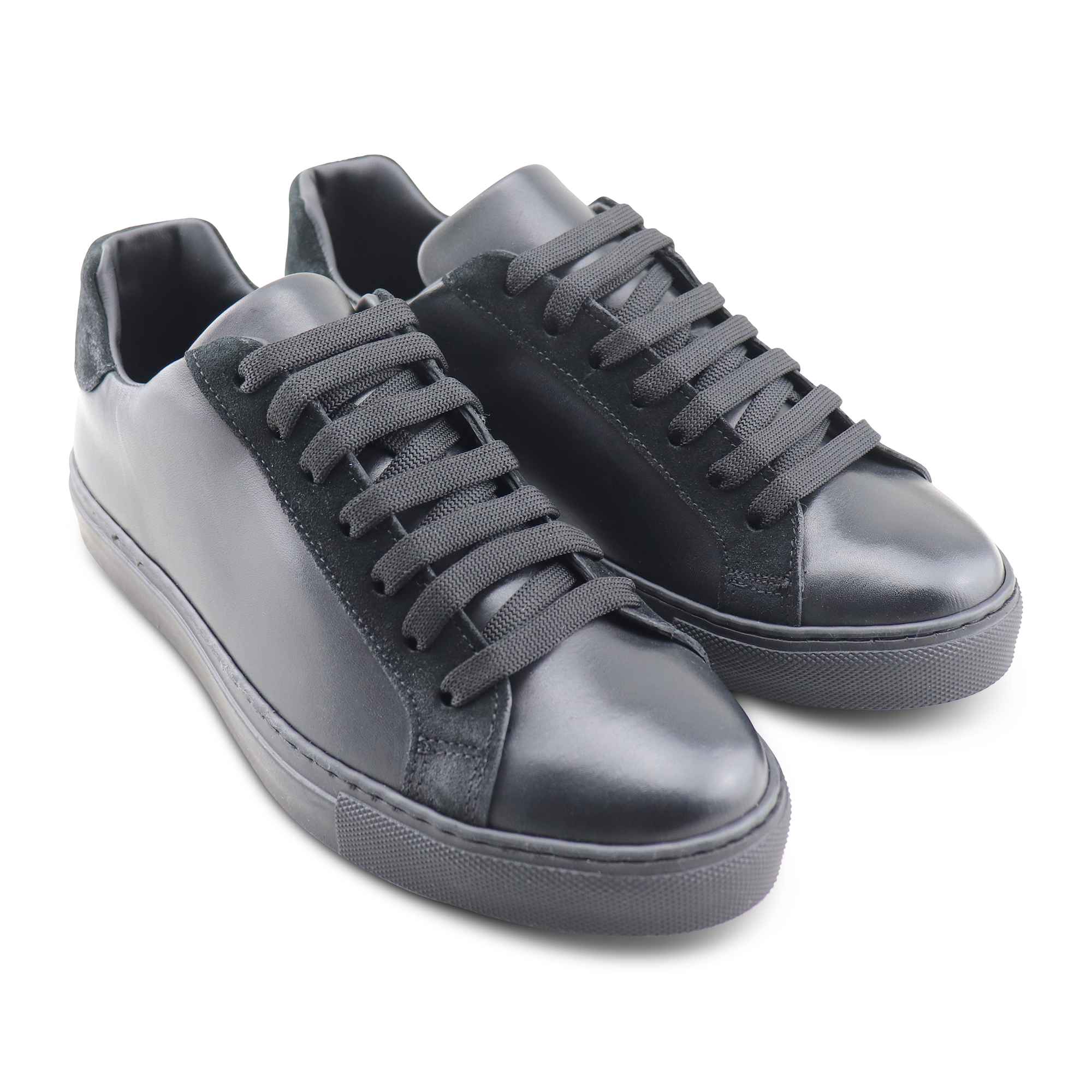 Sneakers in pelle e camoscio nero