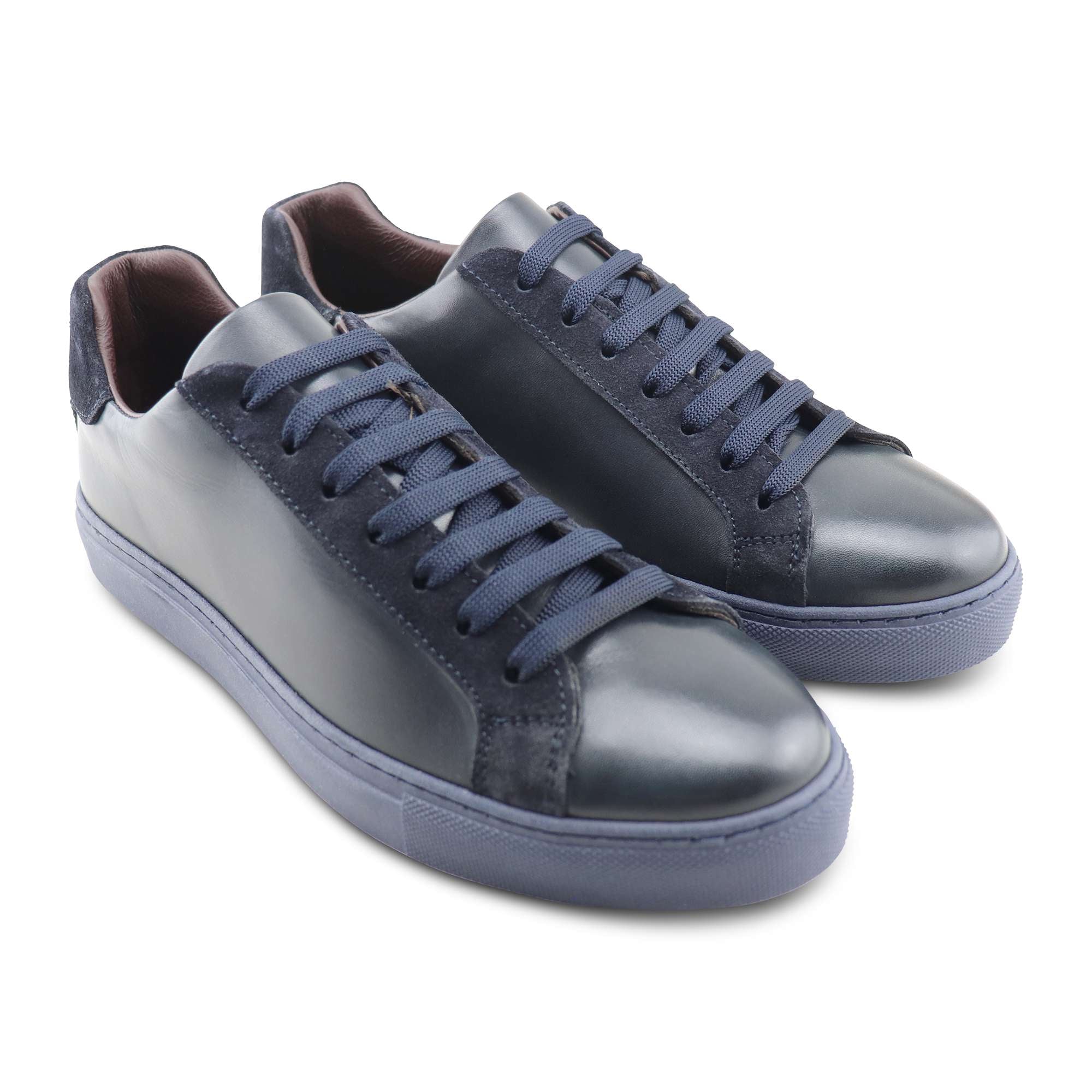 Sneakers in pelle e camoscio blu