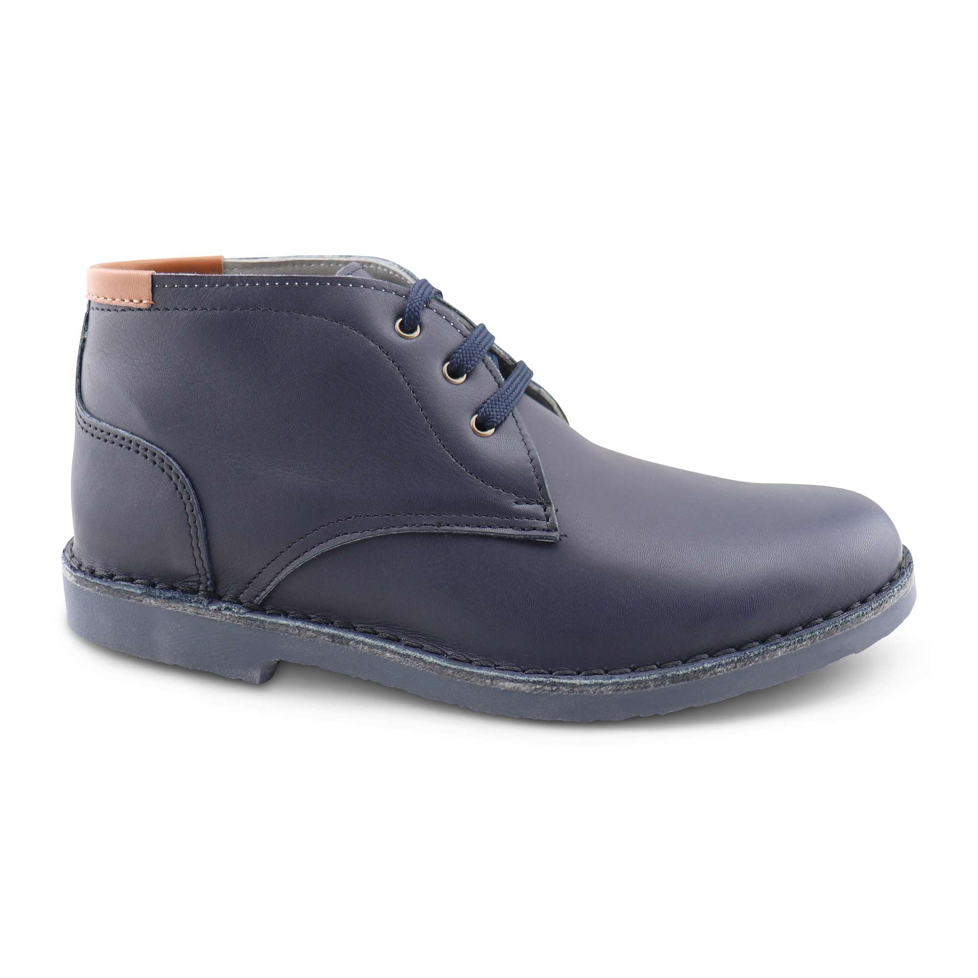 Blue leather ankle boots