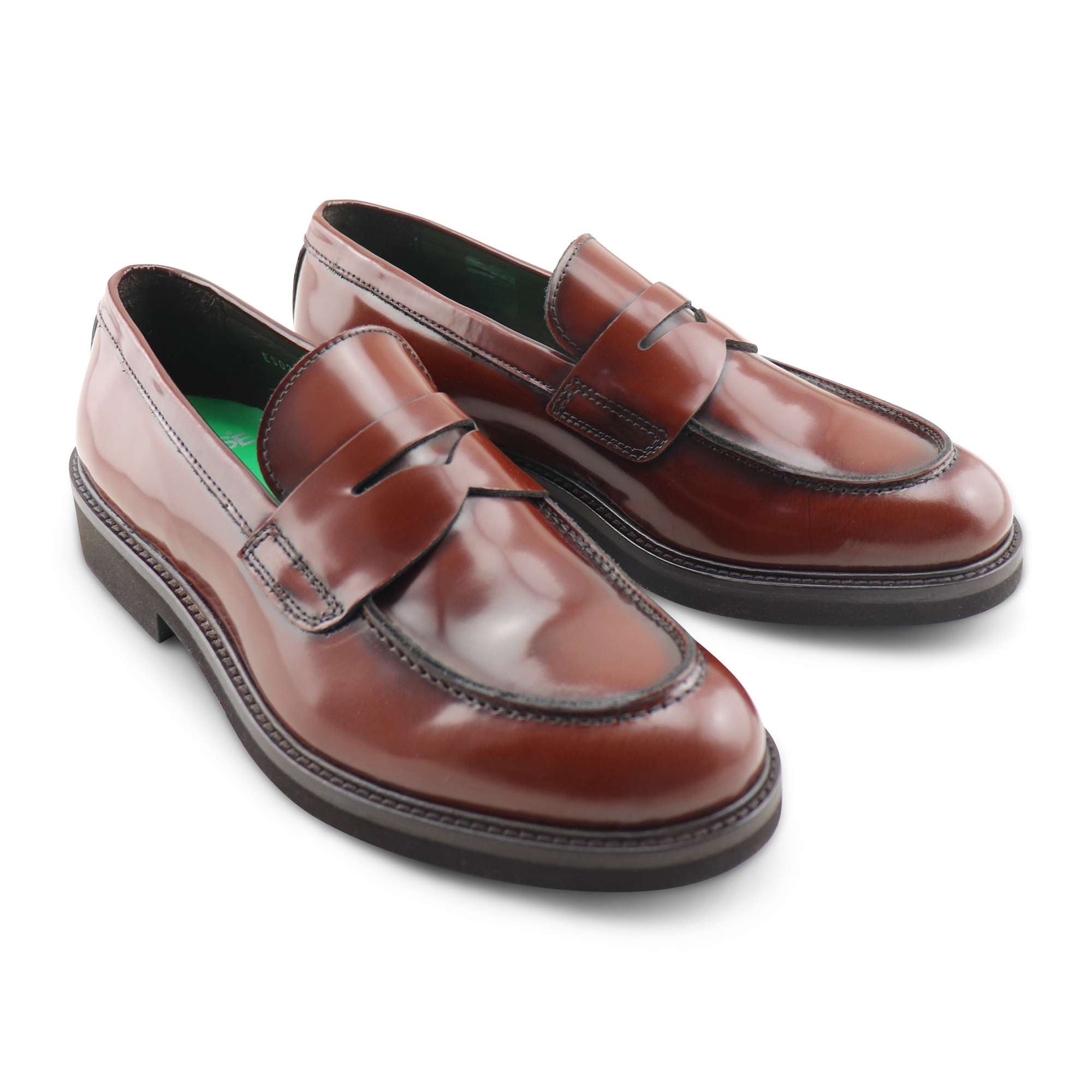 Mocassini cuoio in pelle spazzolata