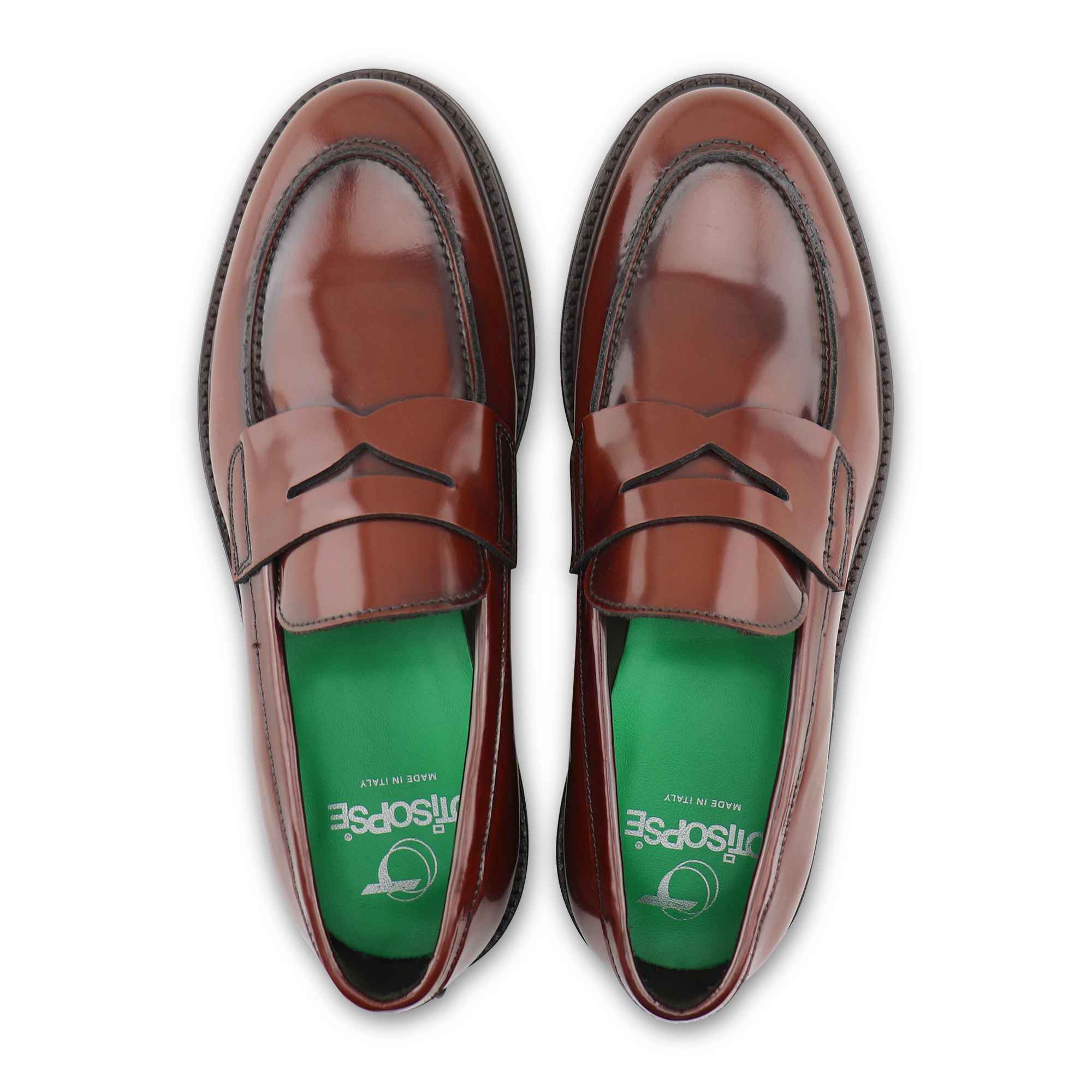 Mocassini cuoio in pelle spazzolata