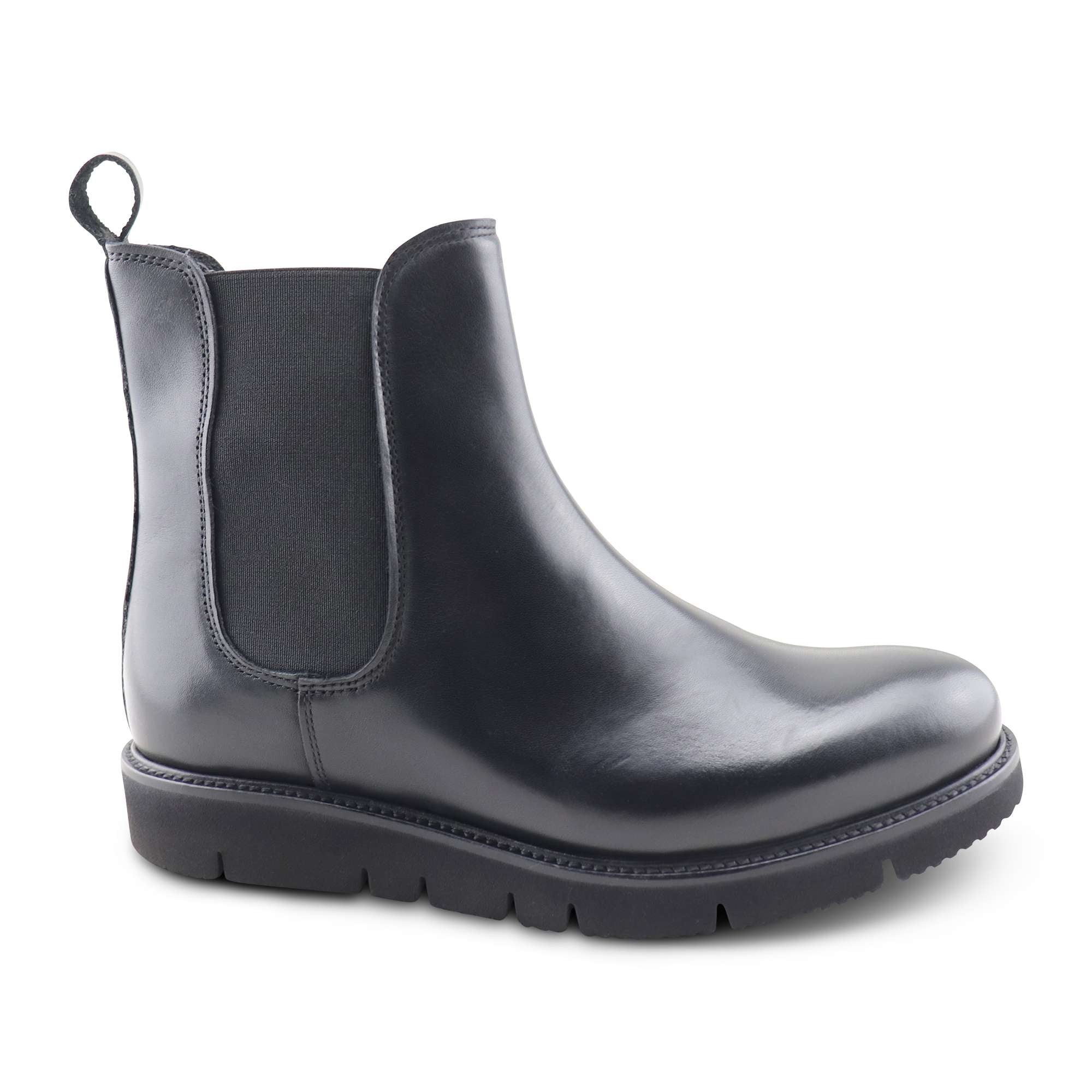 Black leather ankle boots