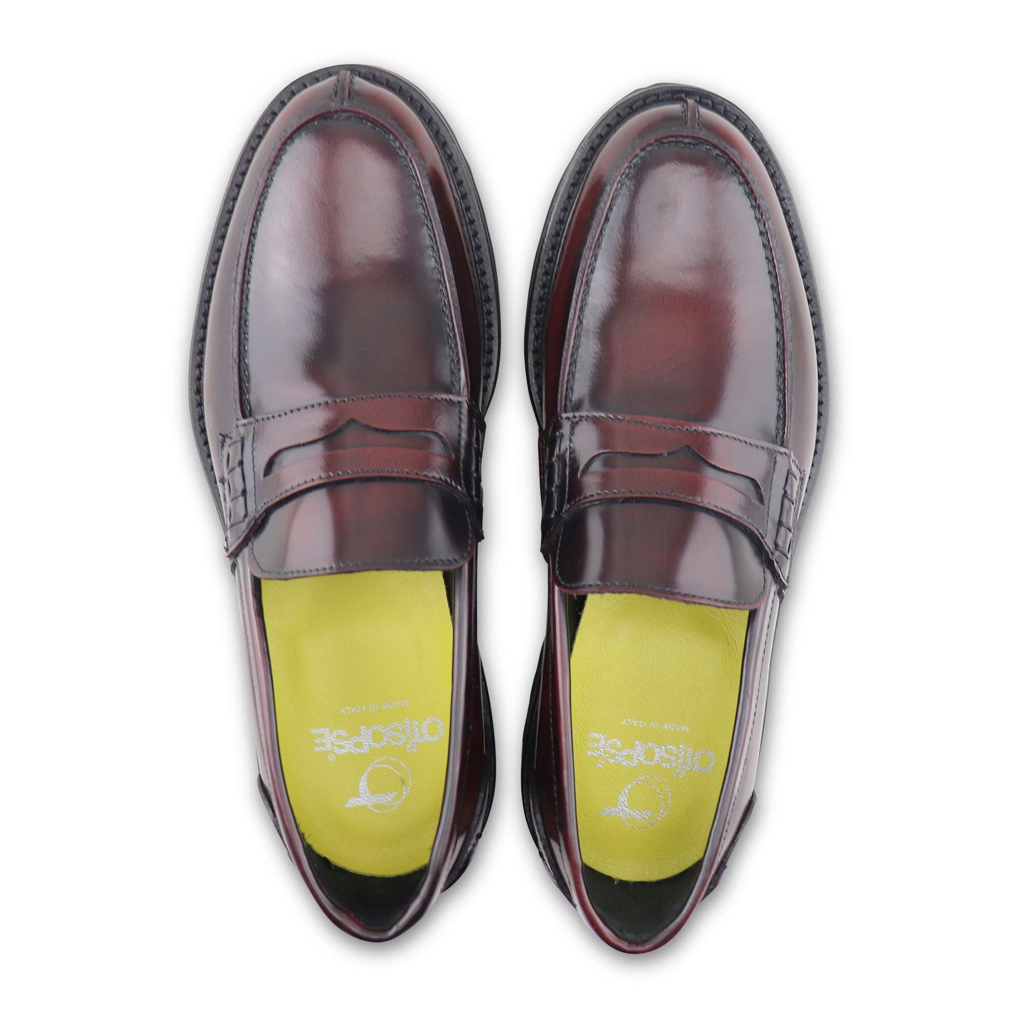 Burgundy brushed leather loafers