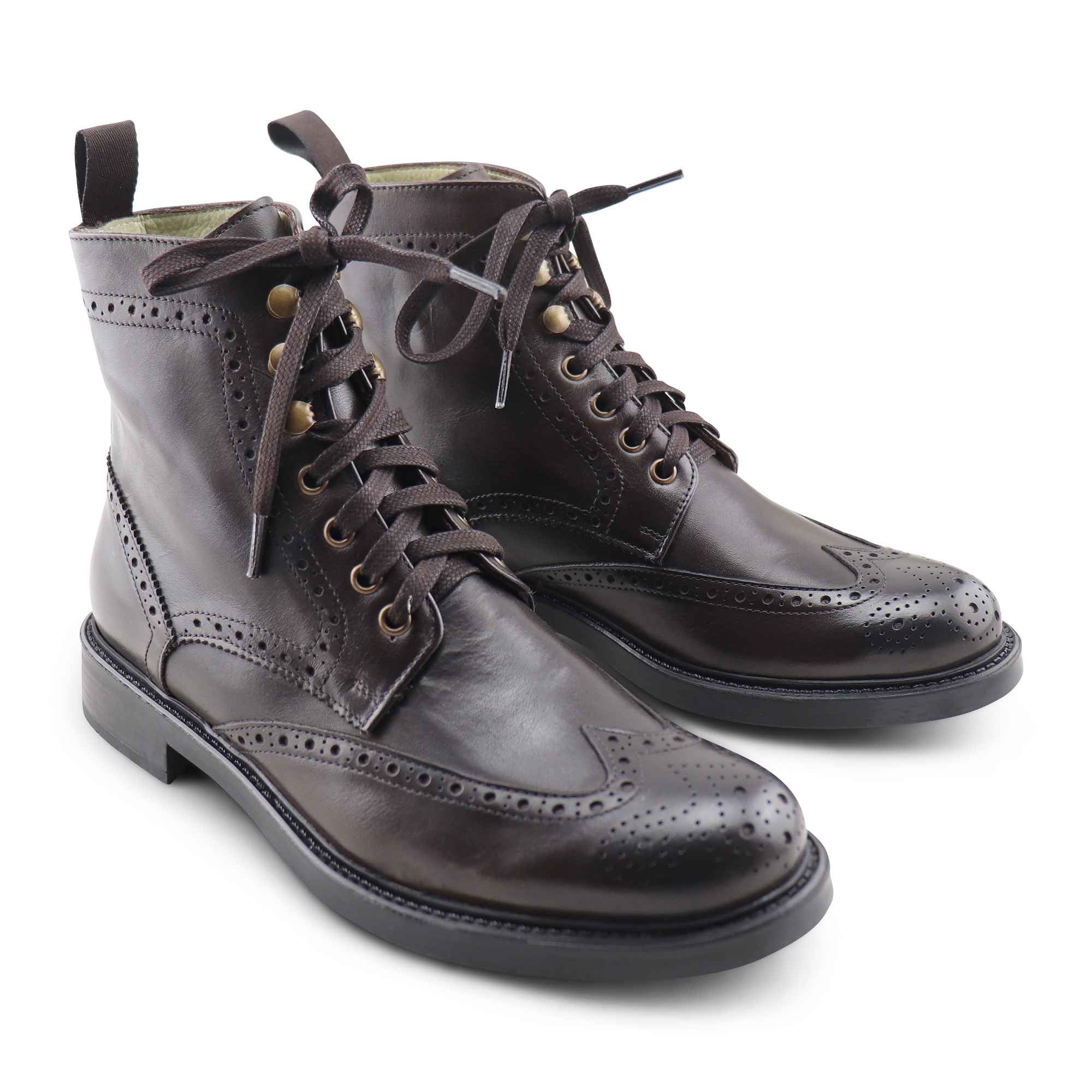 Stivaletti testa di moro in pelle