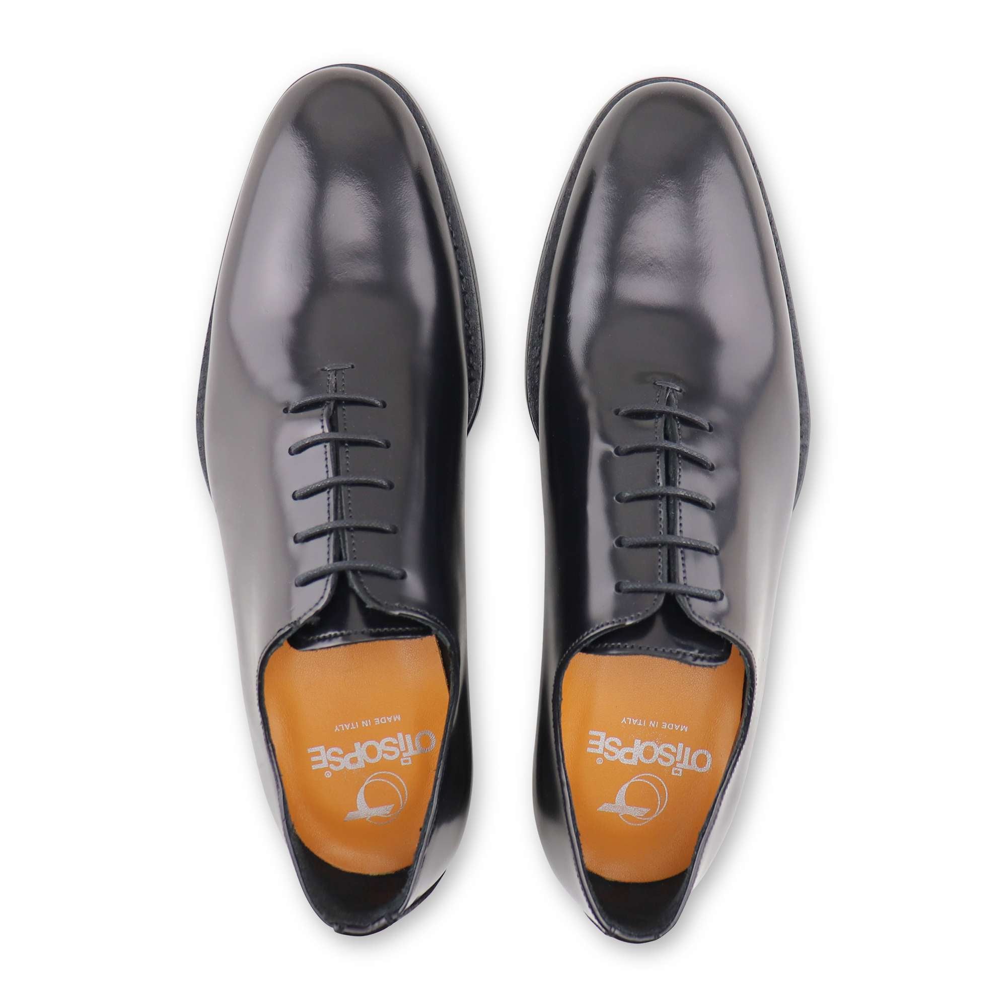 Black Oxfords in brushed leather