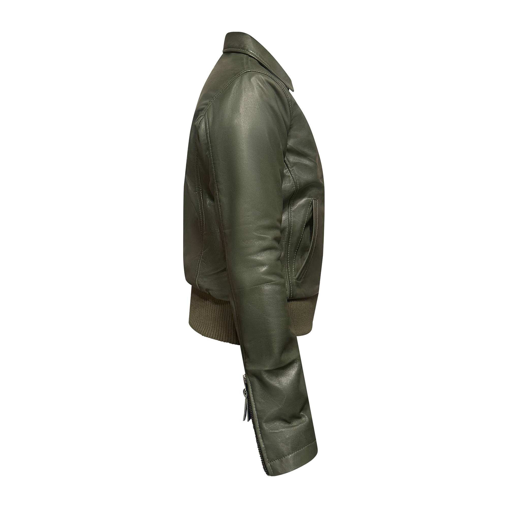 Bomber donna in nappa verde