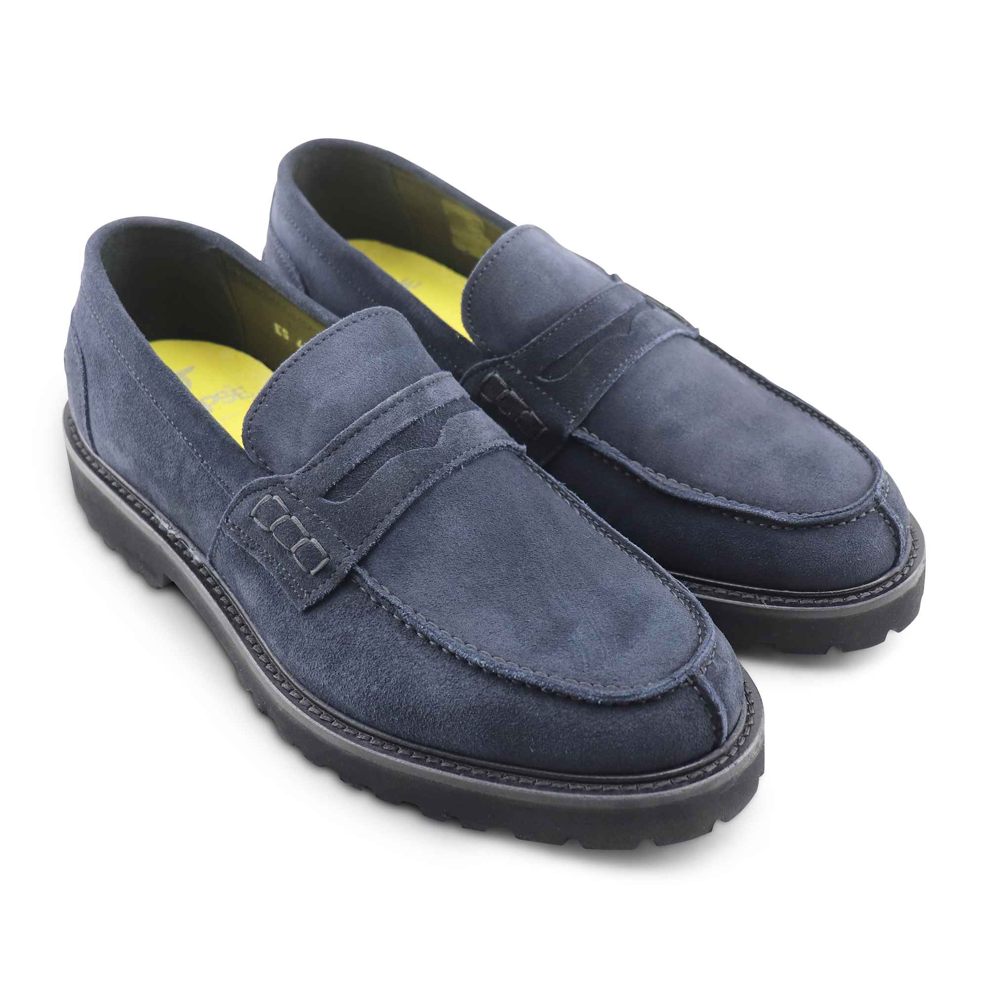 Mocassini blu in camoscio