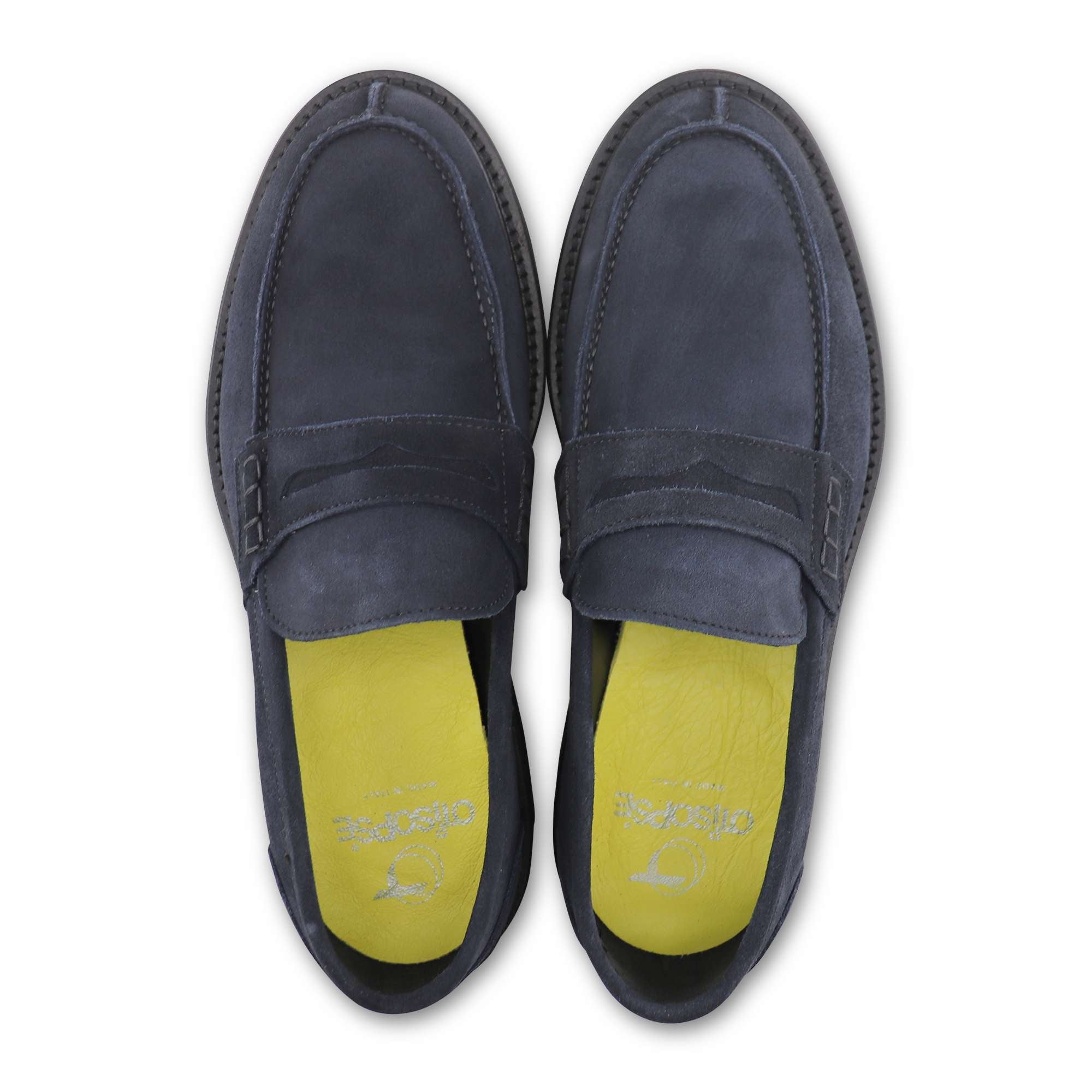 Mocassini blu in camoscio