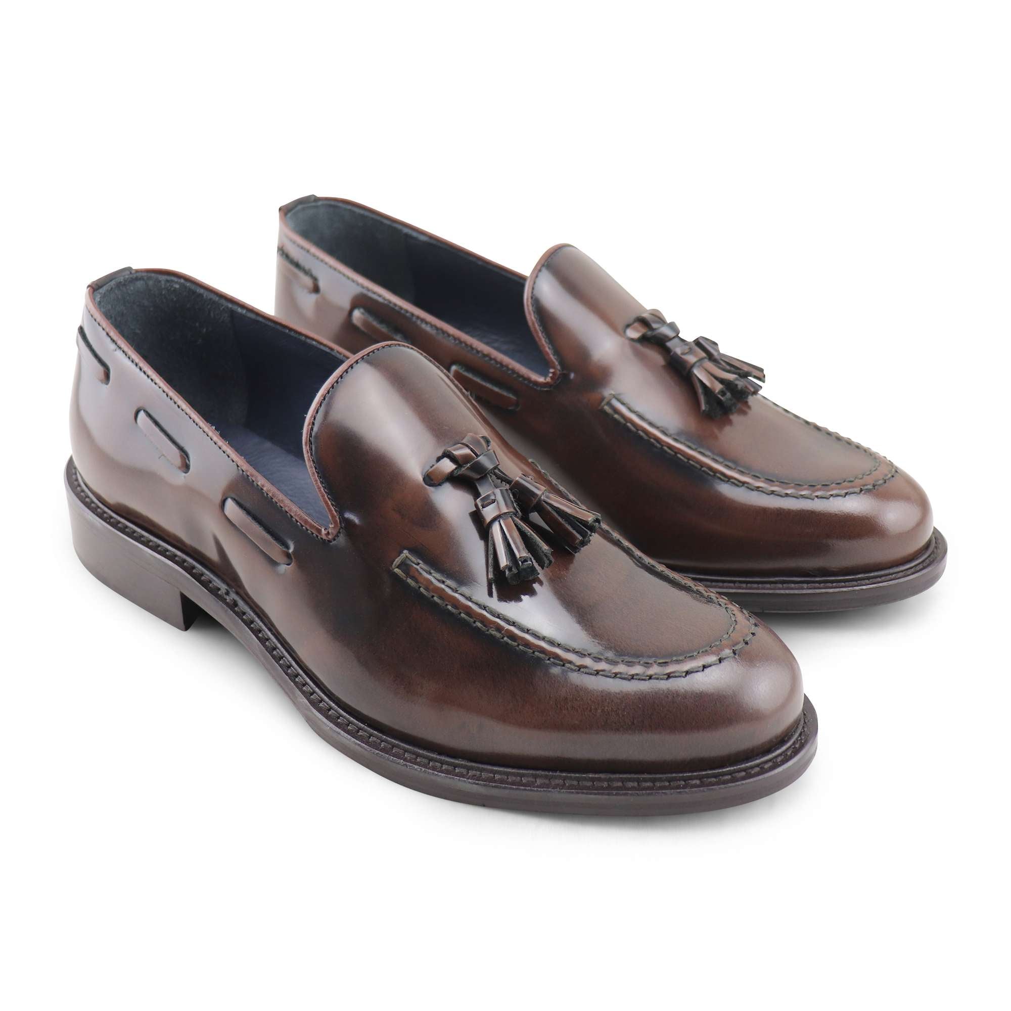 Tassel cognac in pelle spazzolata