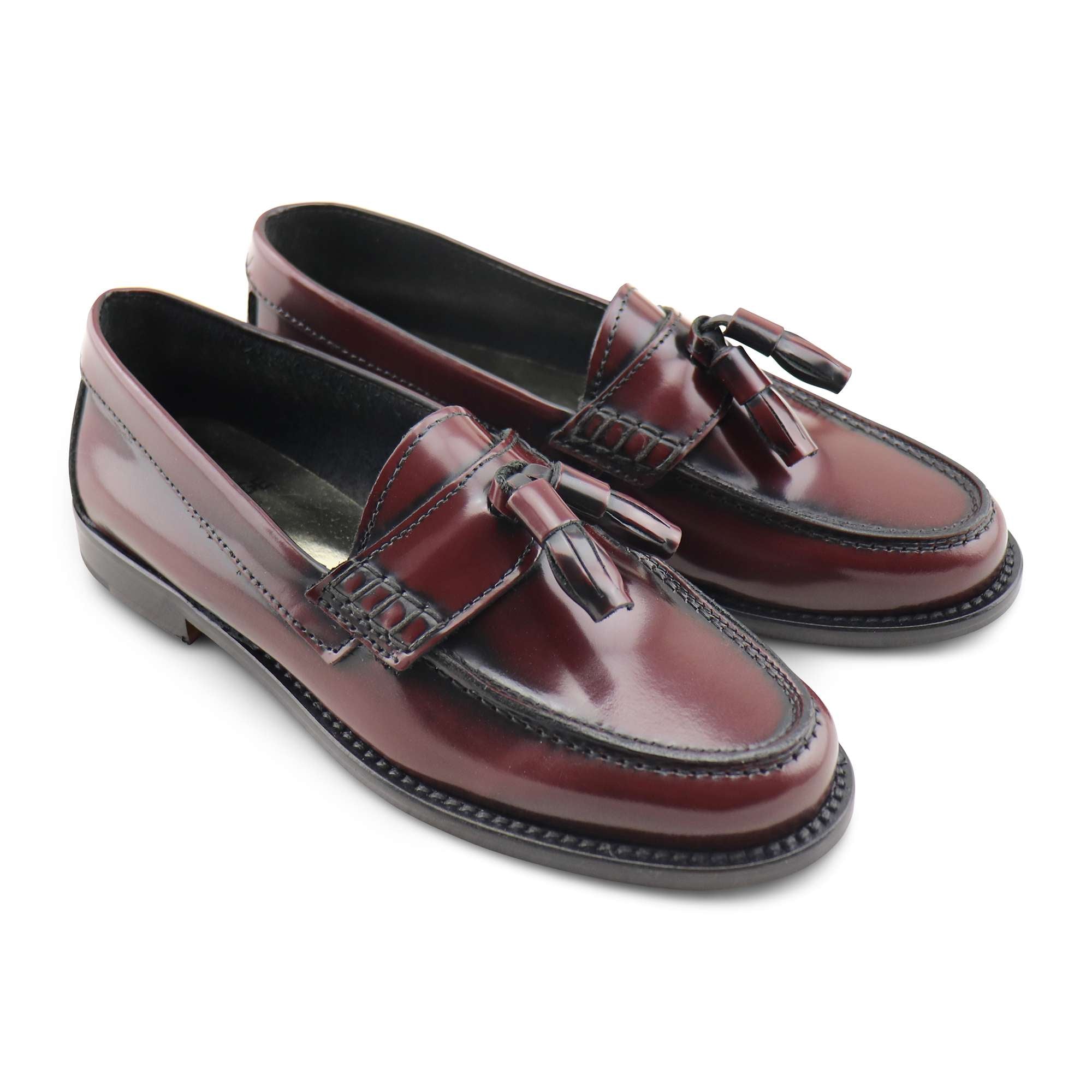 Mocassini bordeaux in pelle spazzolata