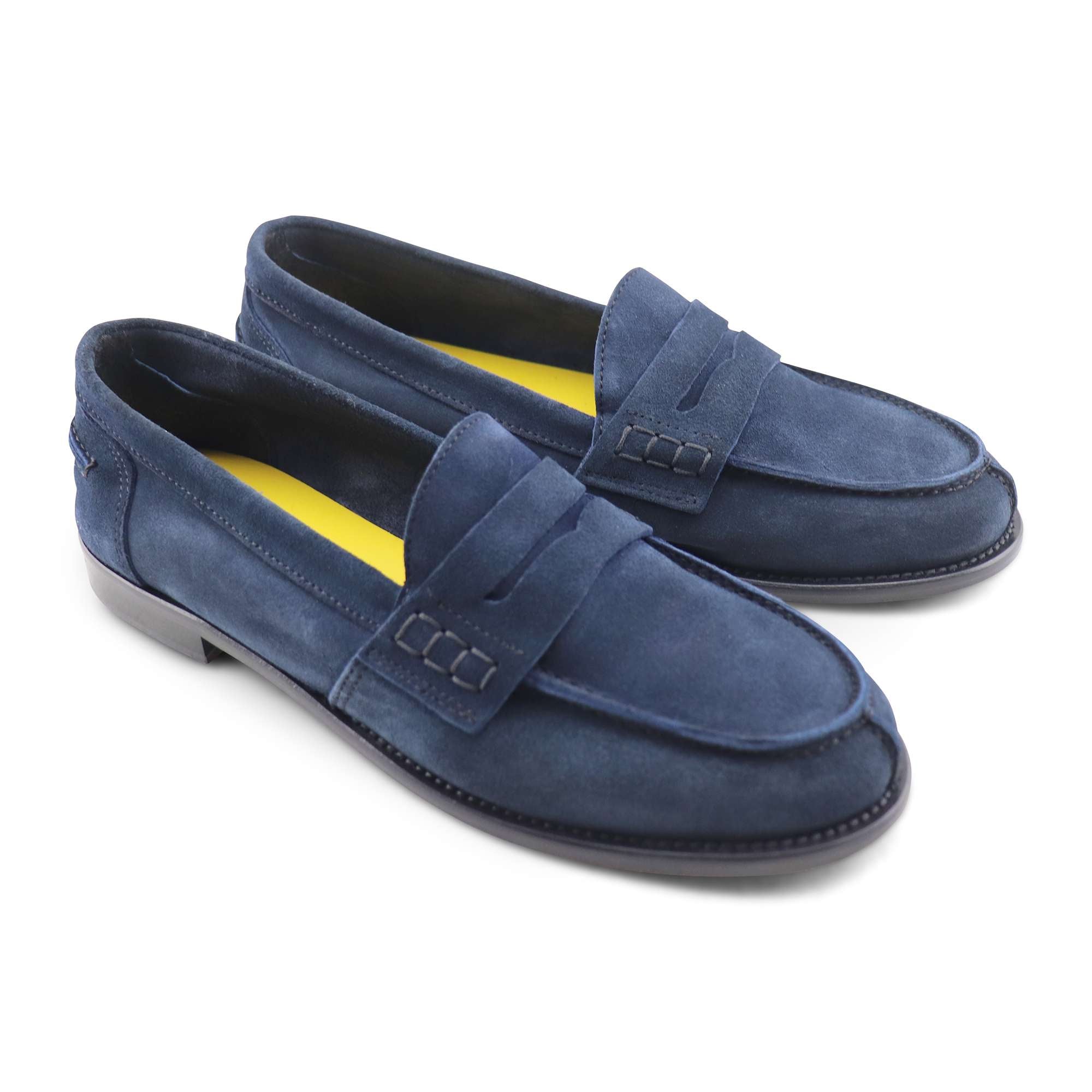 Mocassini blu in camoscio