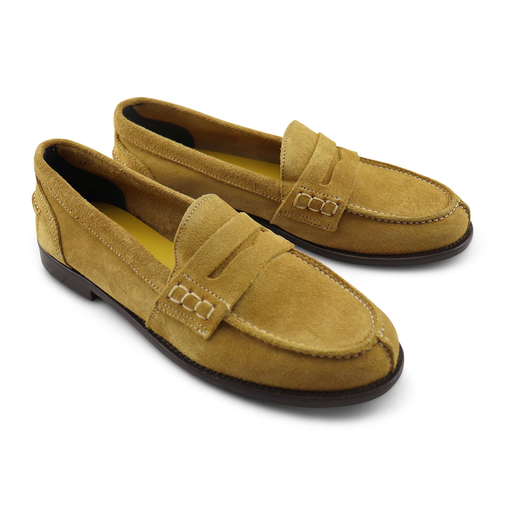 Mocassini senape in camoscio