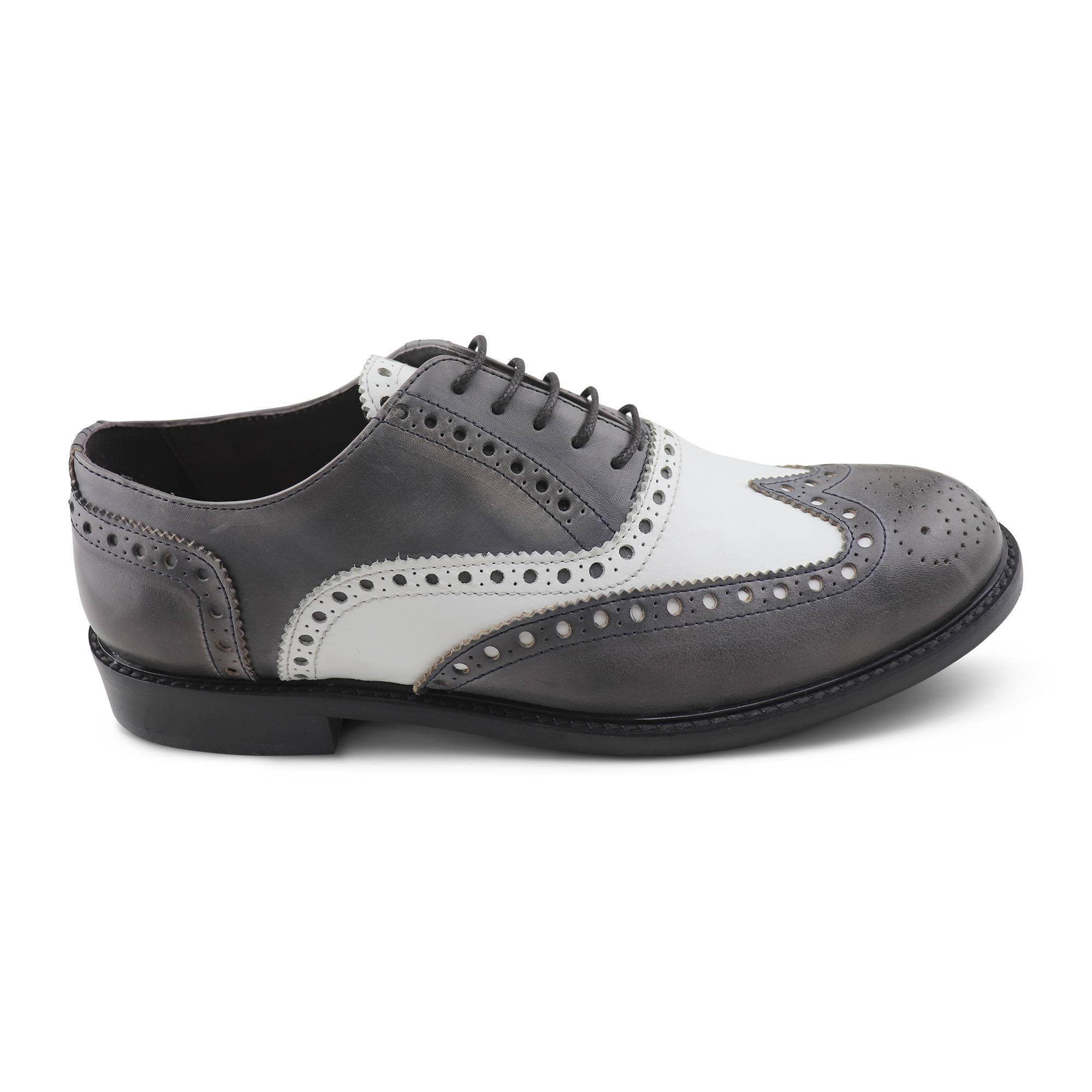 Francesine in pelle grigia e bianca