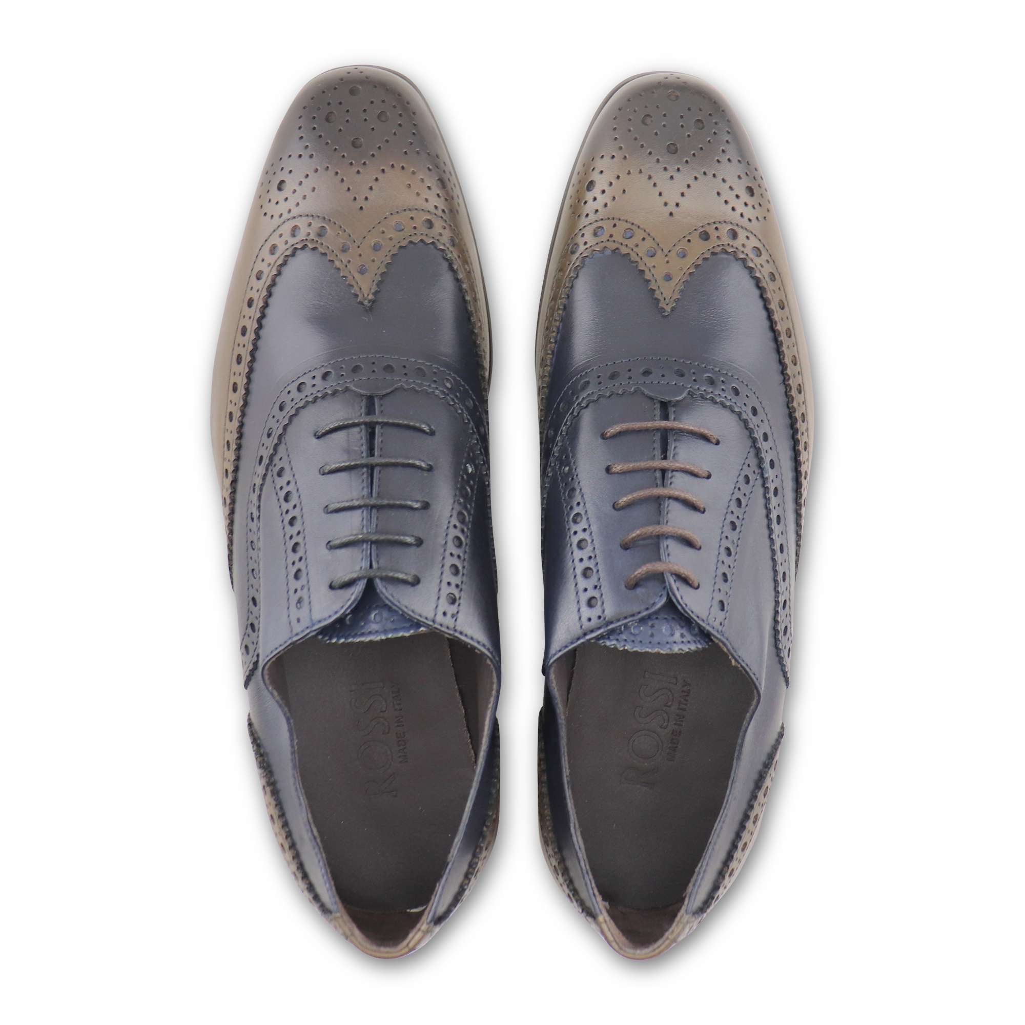 Francesine in pelle blu e testa di moro