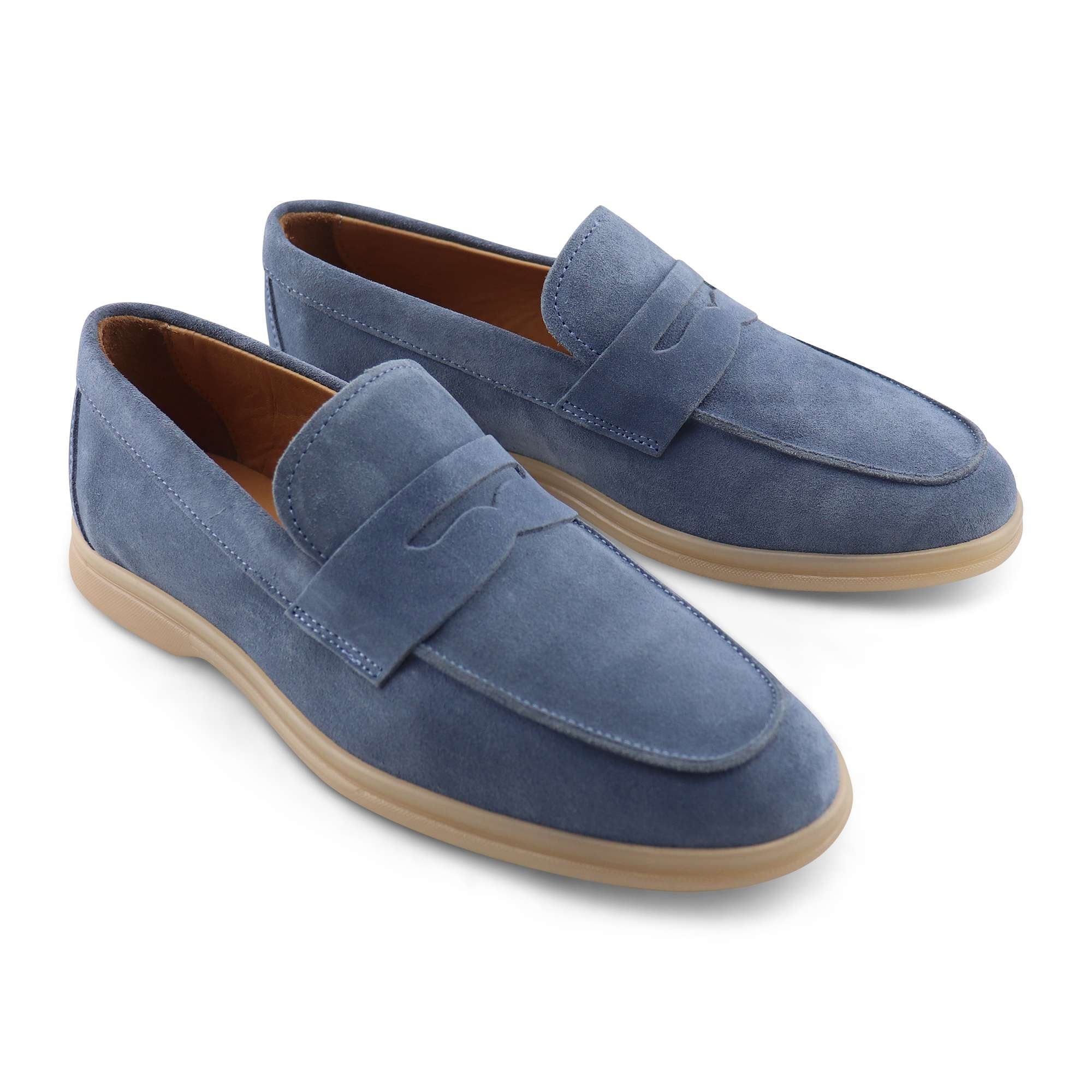 Mocassini jeans in camoscio