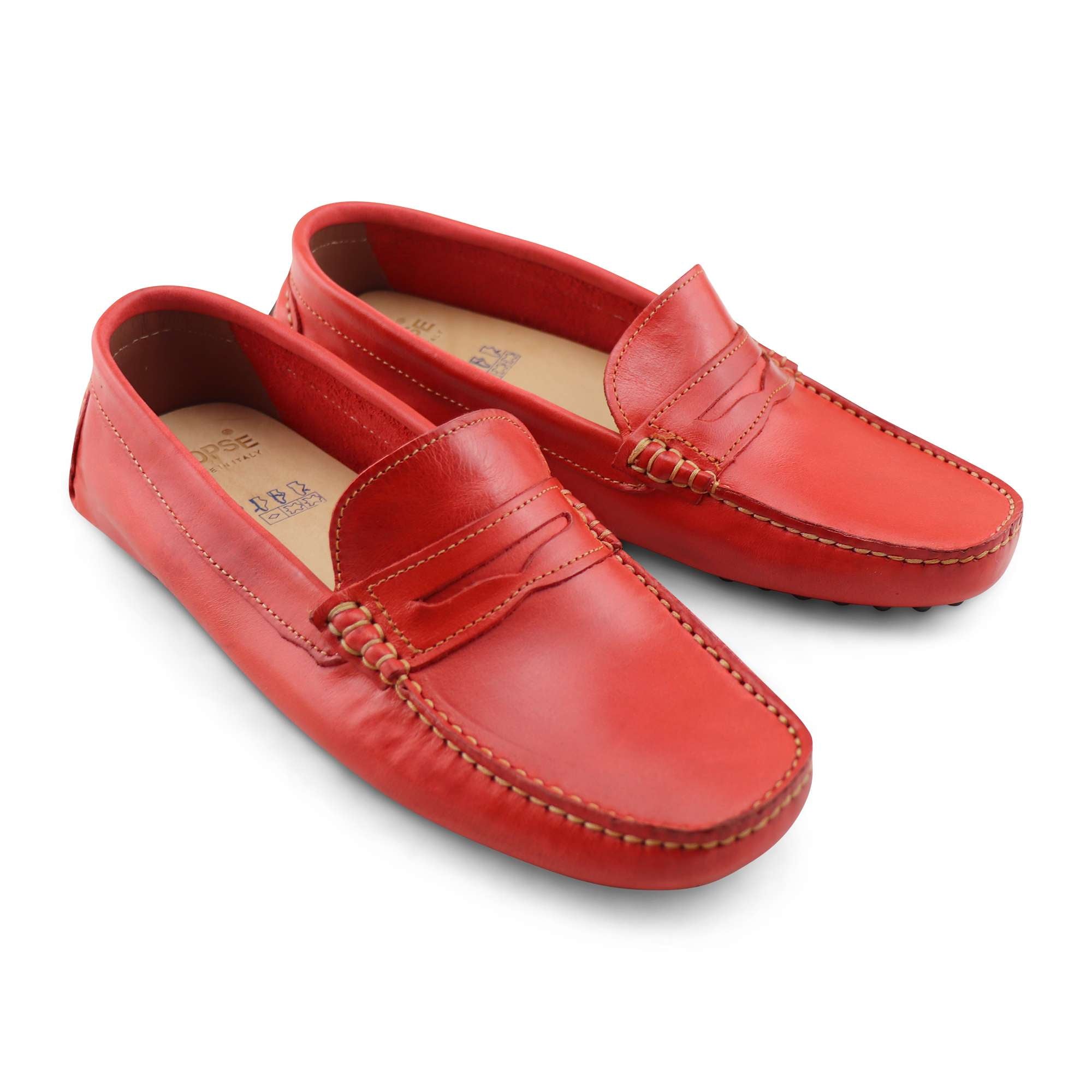 Gommini pelle spazzolata rossa