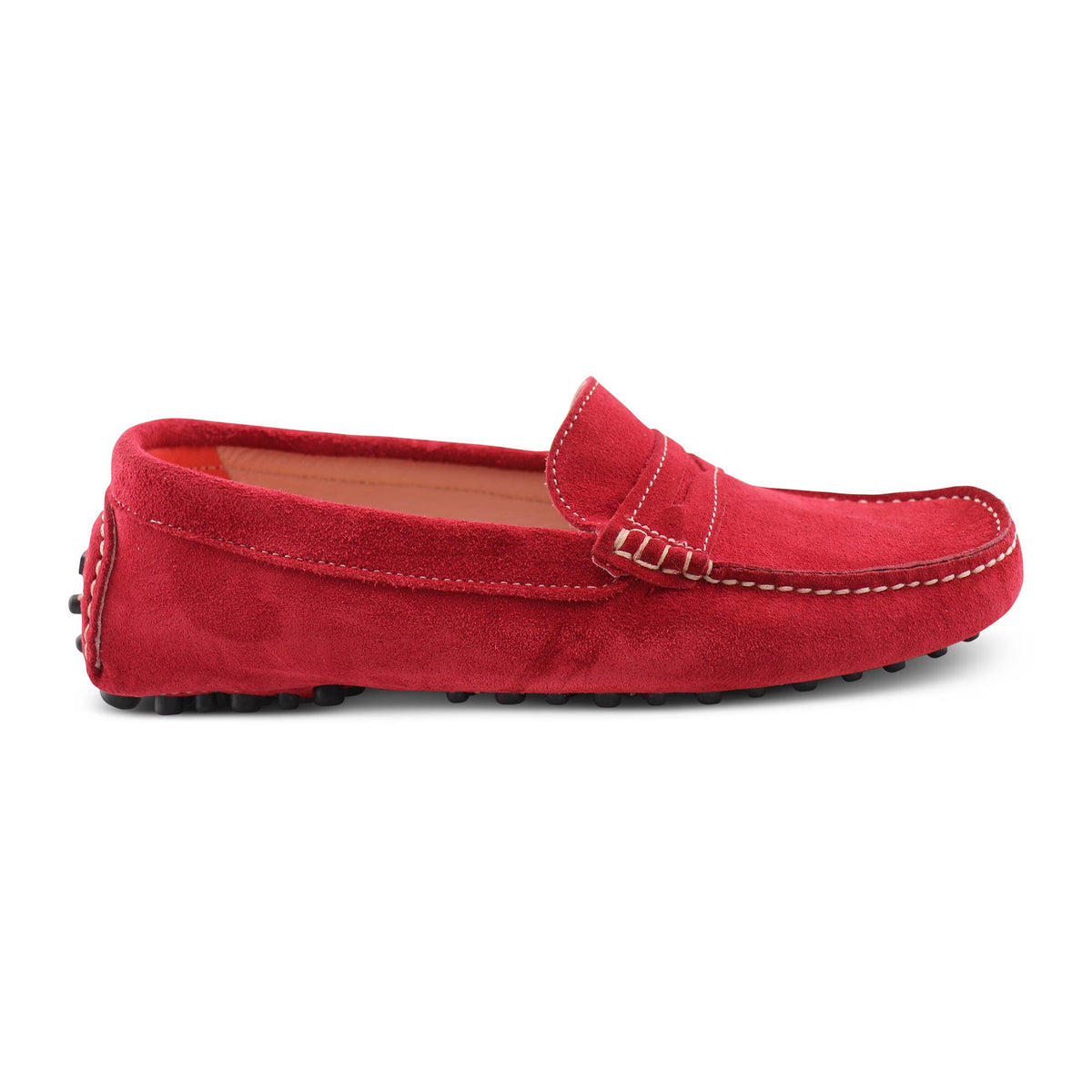 Red suede loafers display picture 1