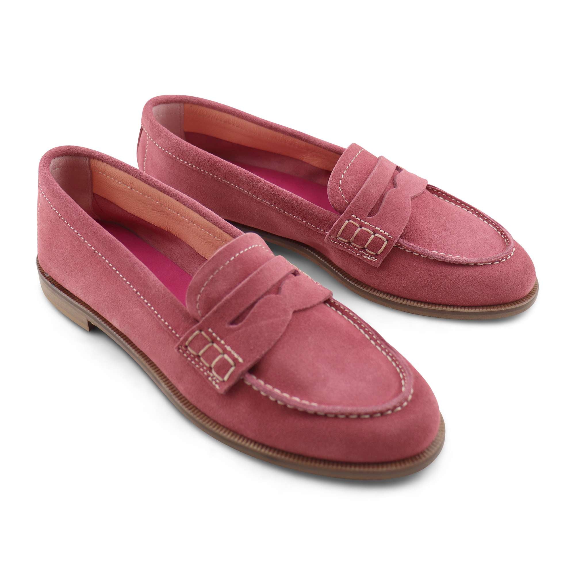 Mocassini rosa in camoscio