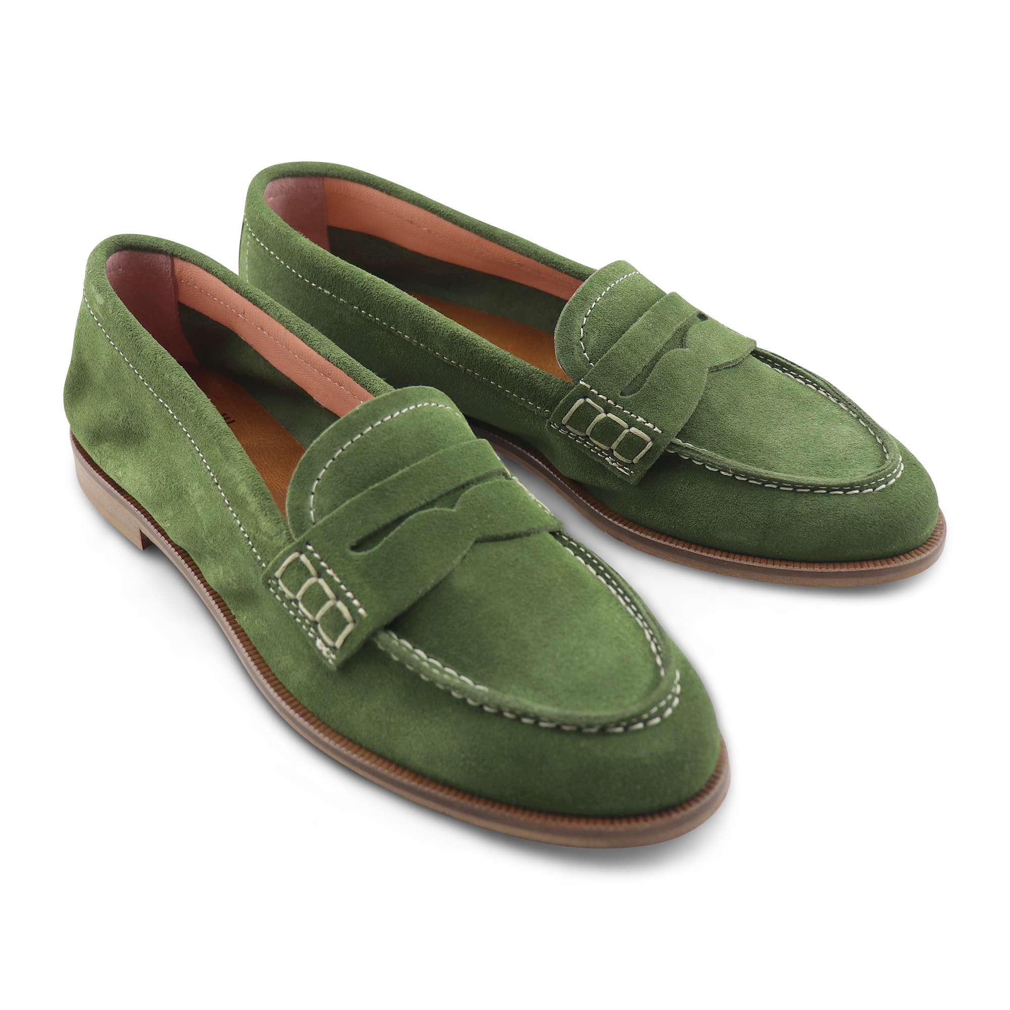 Mocassini verdi in camoscio