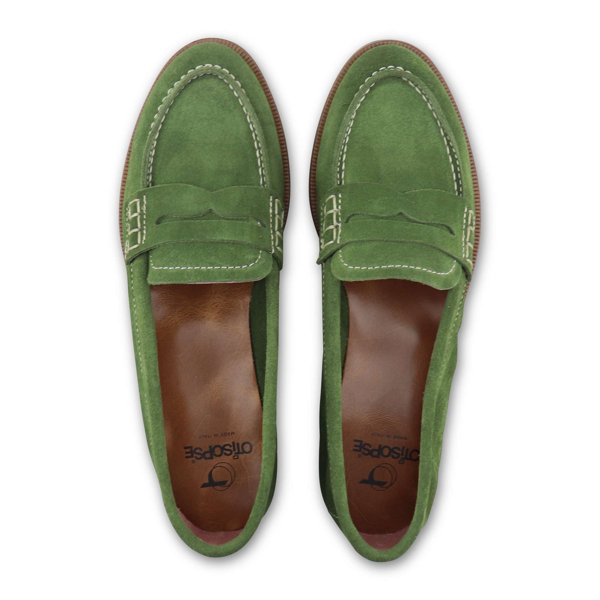 Mocassini verdi in camoscio