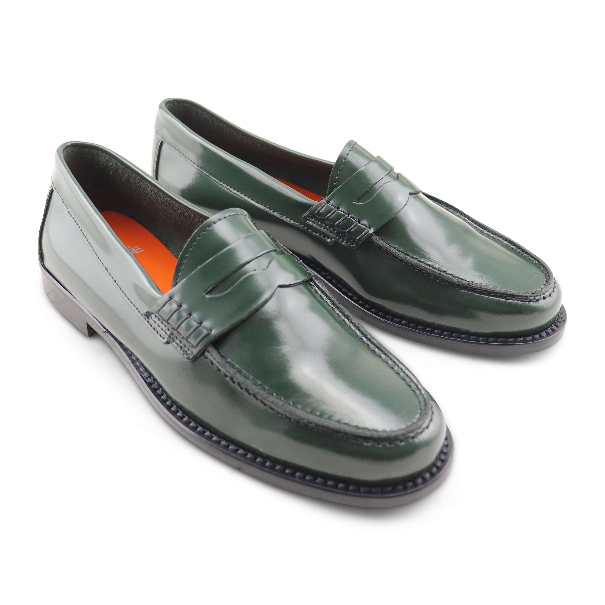 Mocassini donna in pelle verde spazzolata