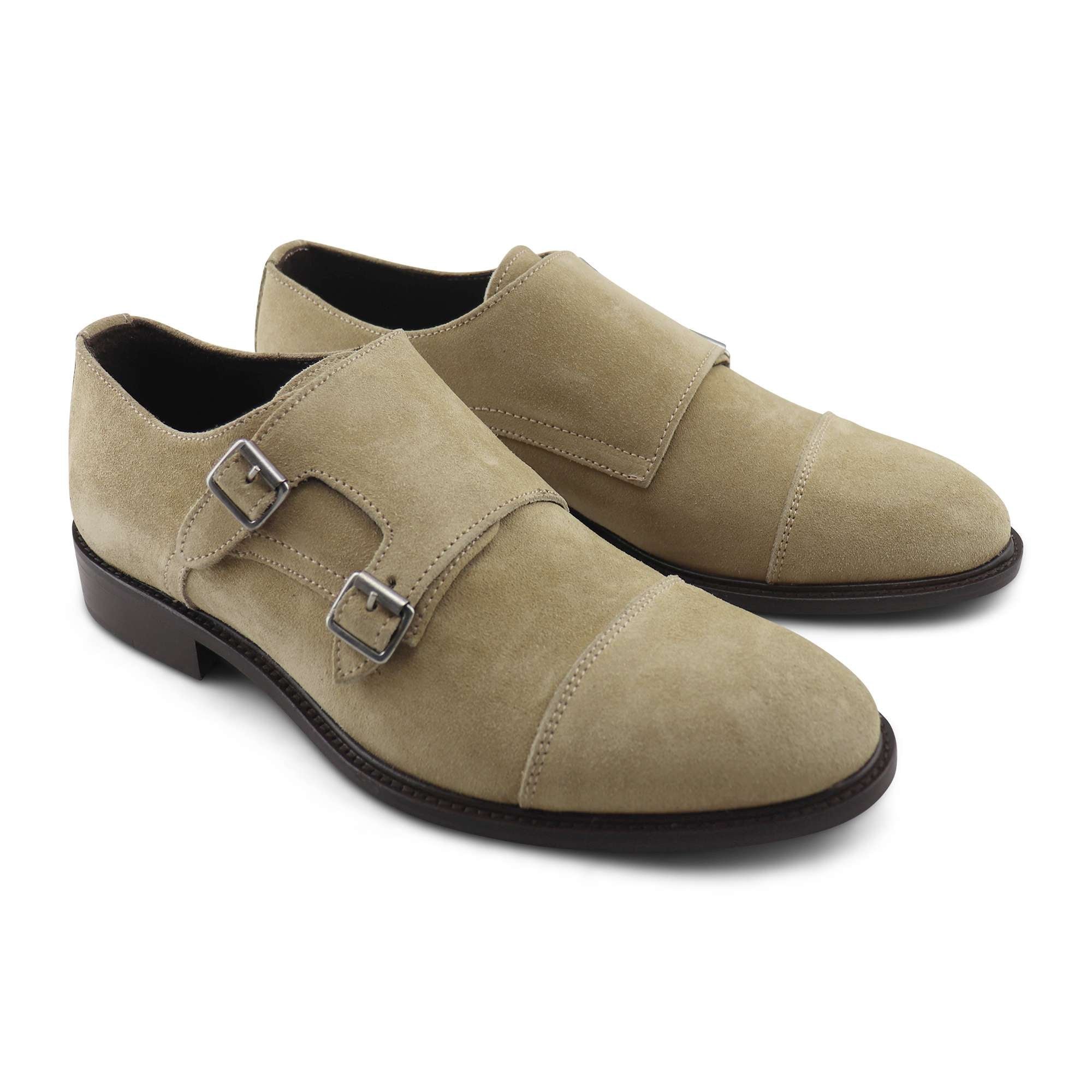 Doppia fibbia sabbia in camoscio