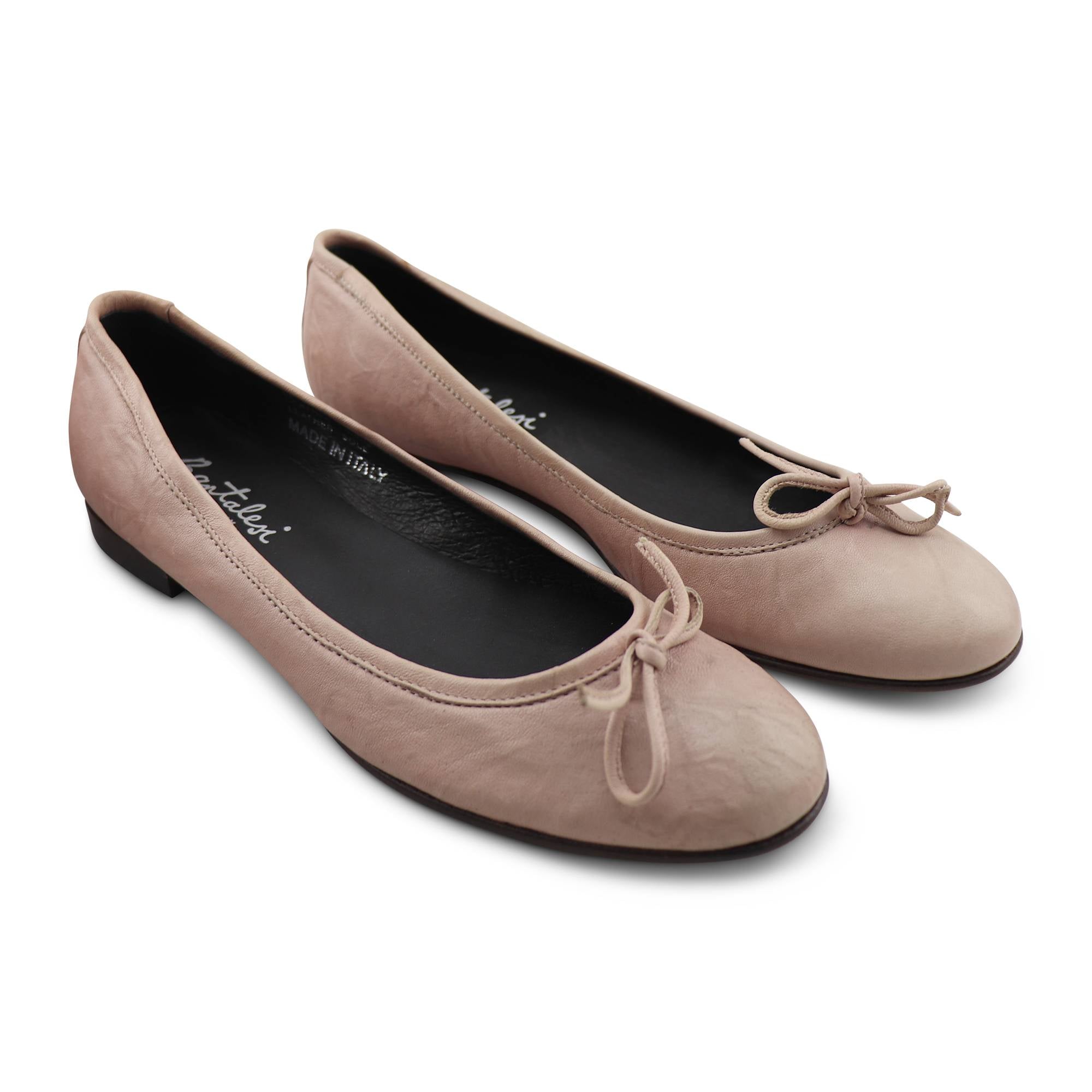 Ballerine rosa in pelle stropicciata