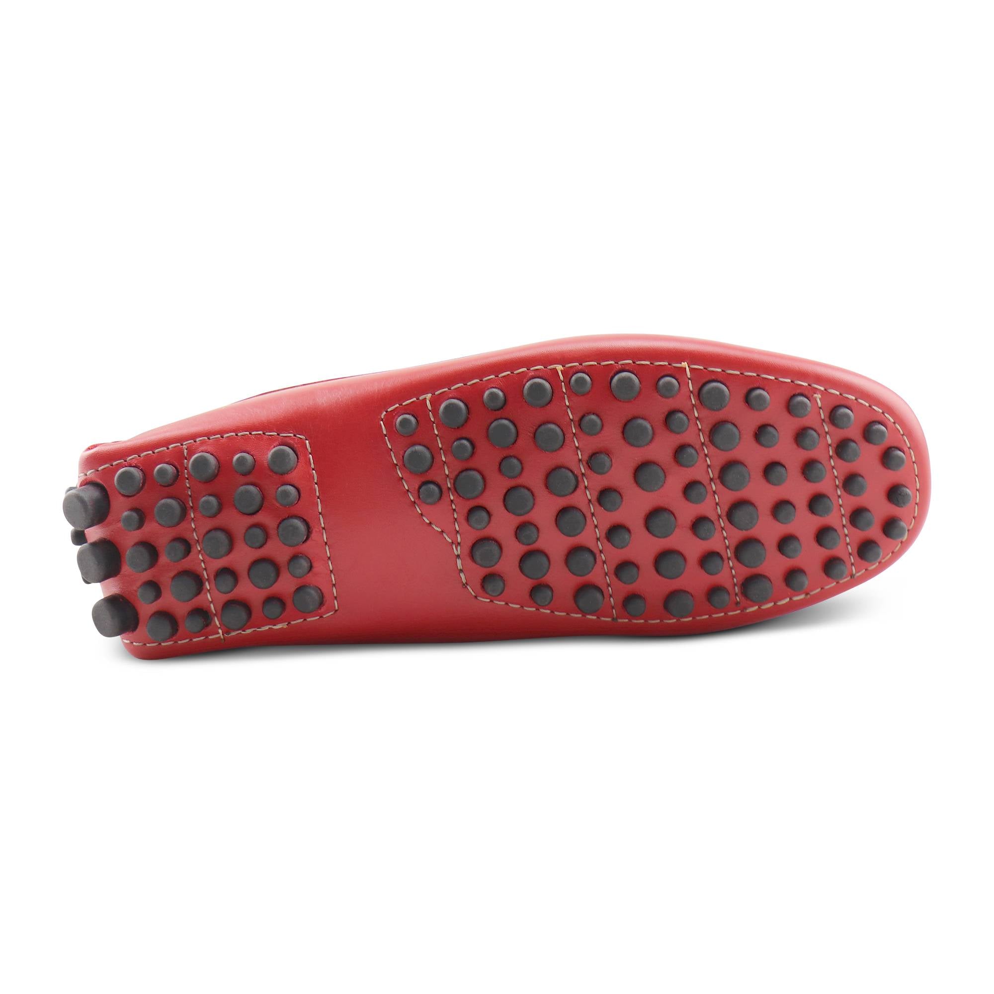 Red leather loafers