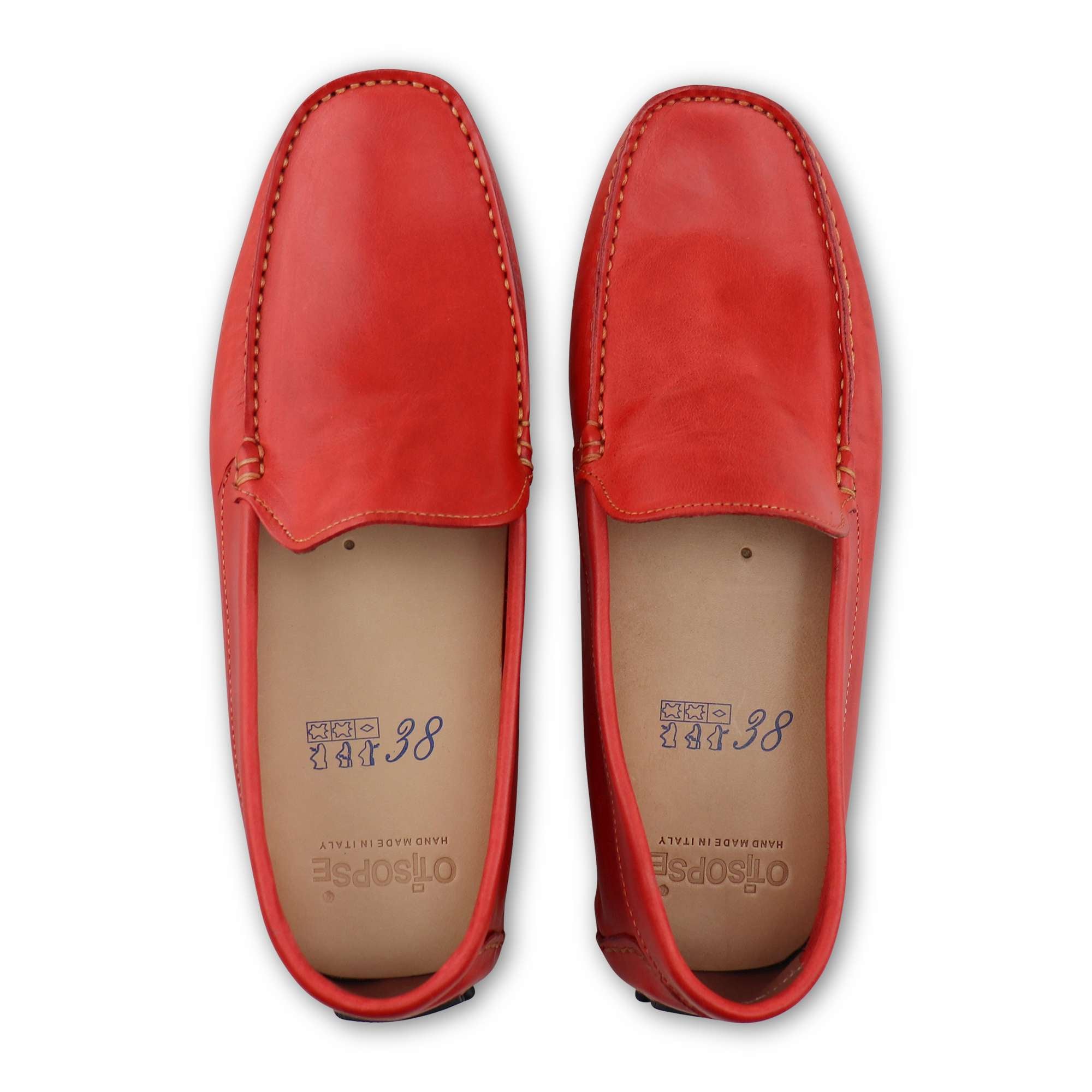 Mocassini rossi in pelle spazzolata