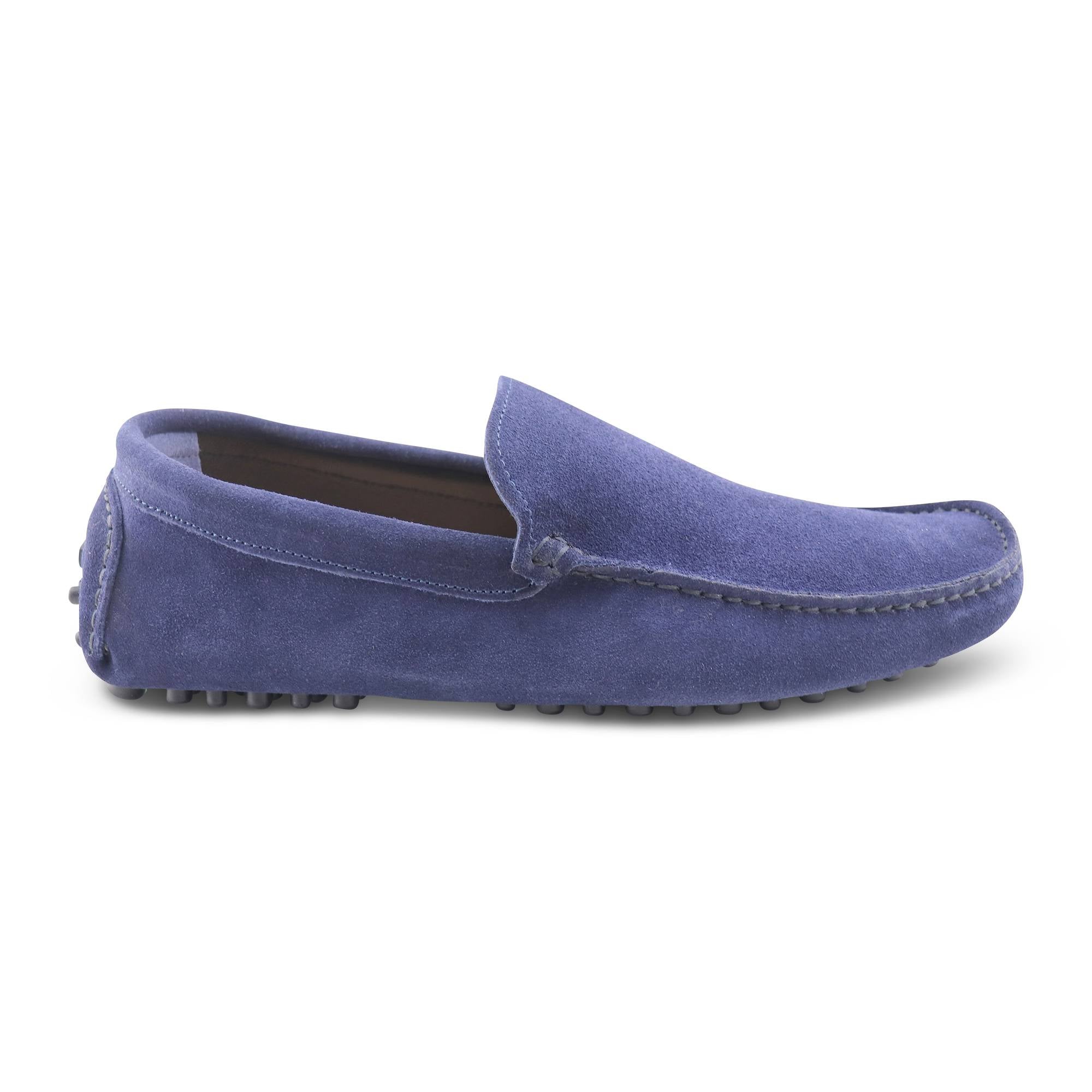Mocassini blu in camoscio