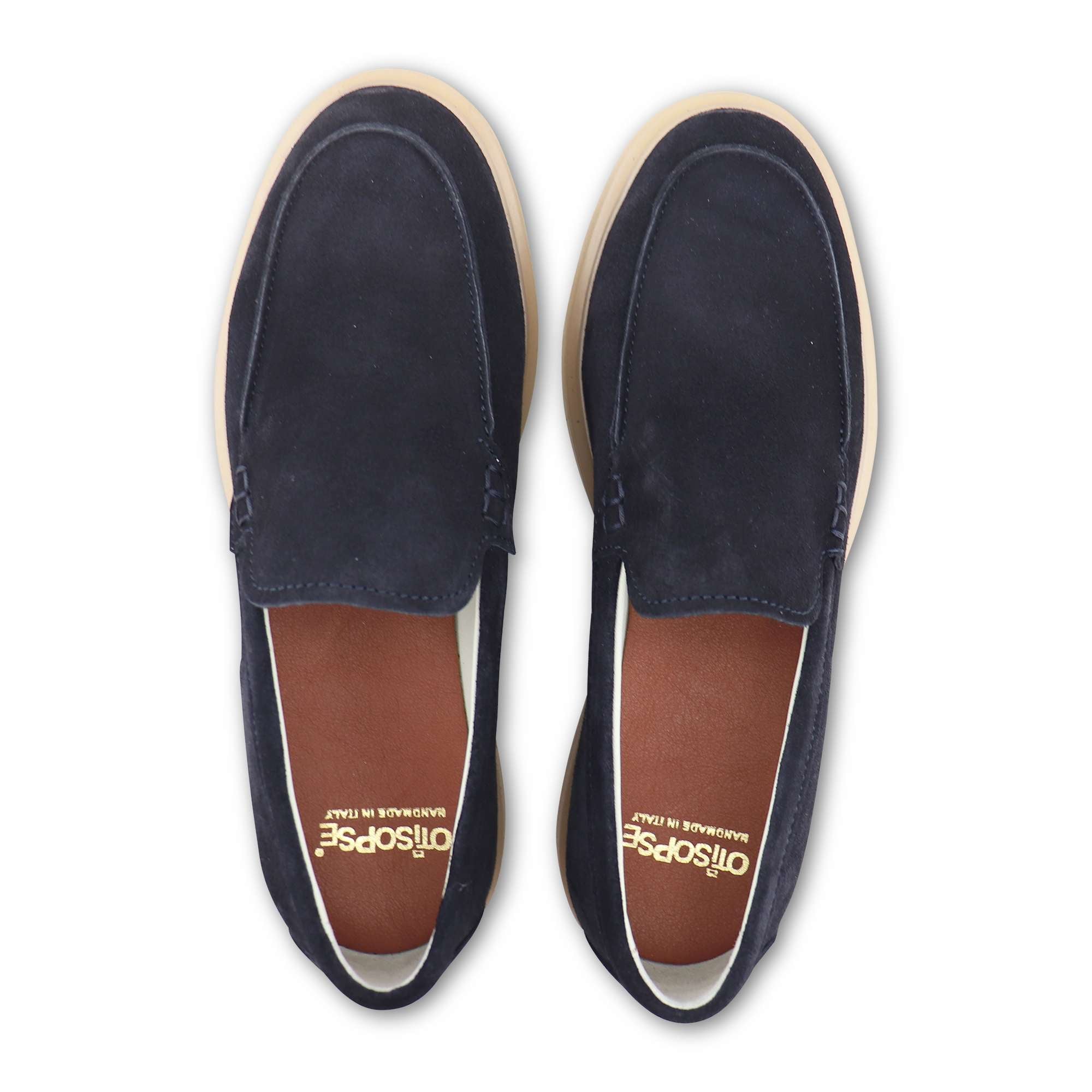 Mocassini blu in camoscio