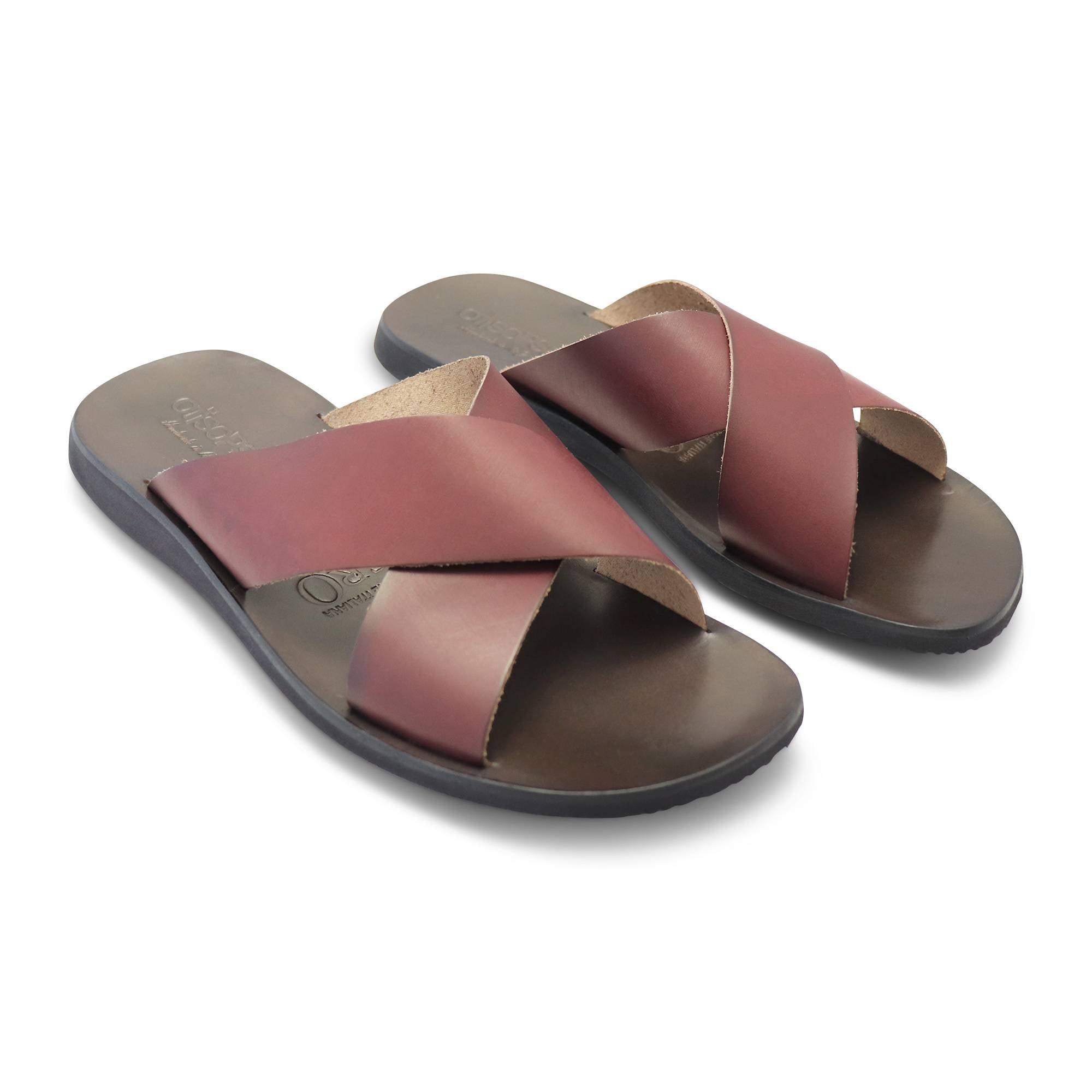 Sandali bordeaux in pelle