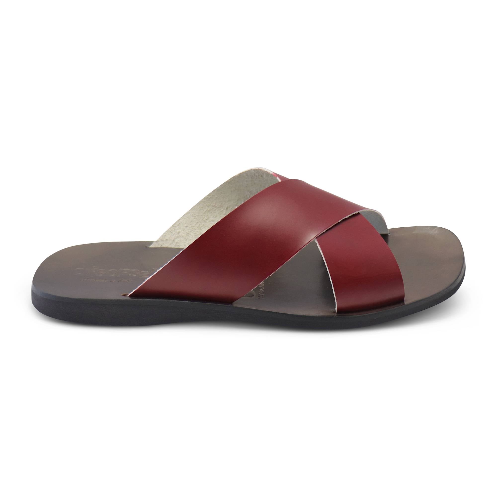 Sandali bordeaux in pelle spazzolata